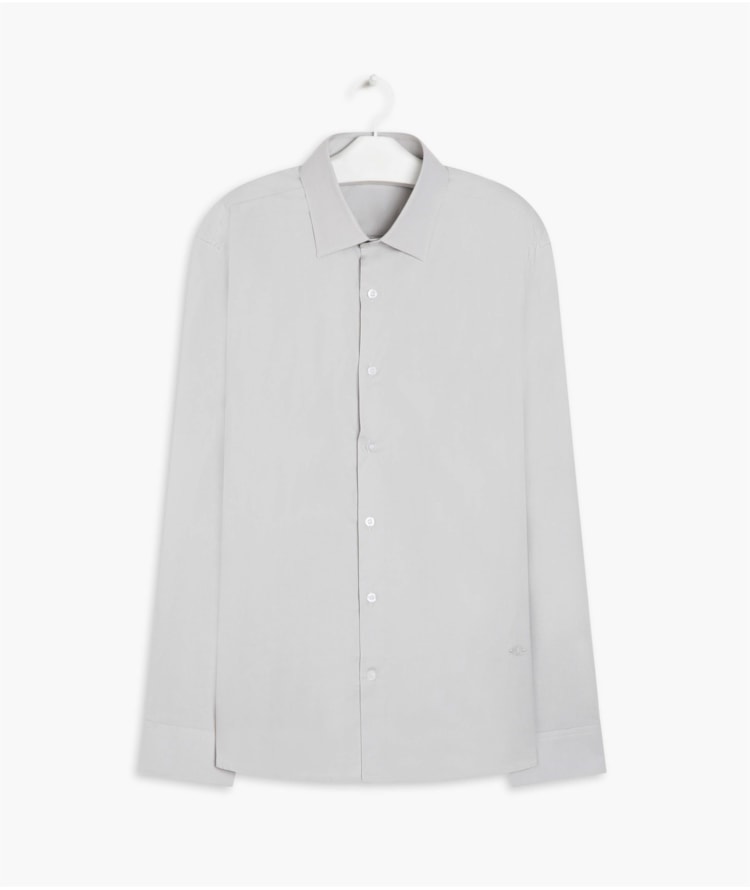 Camisa Tricoline Lisa Ml Cinza Claro