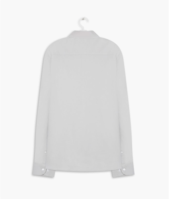 Camisa Tricoline Lisa Ml Cinza Claro