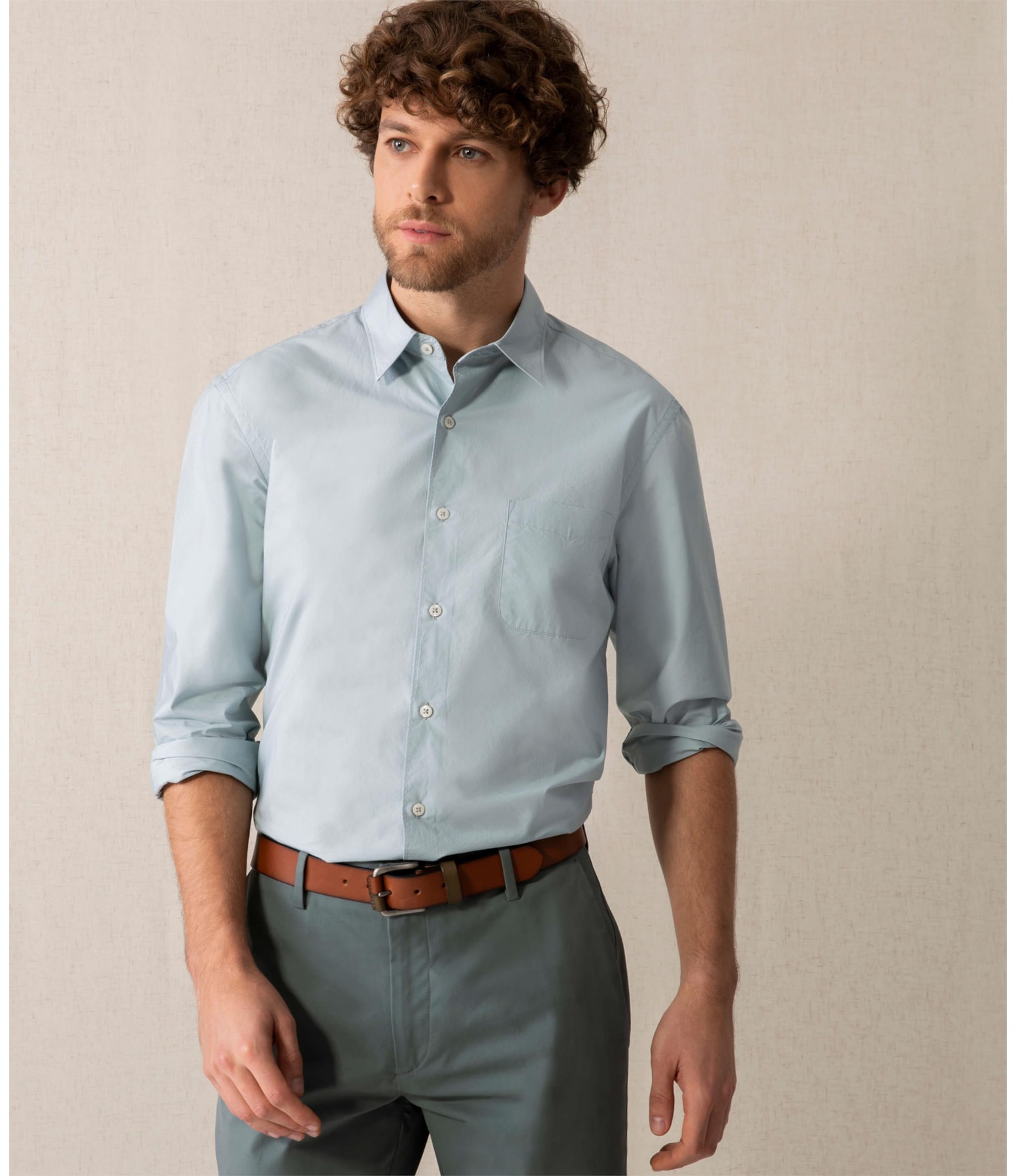 Camisa Tricoline Lisa Ml Verde Médio
