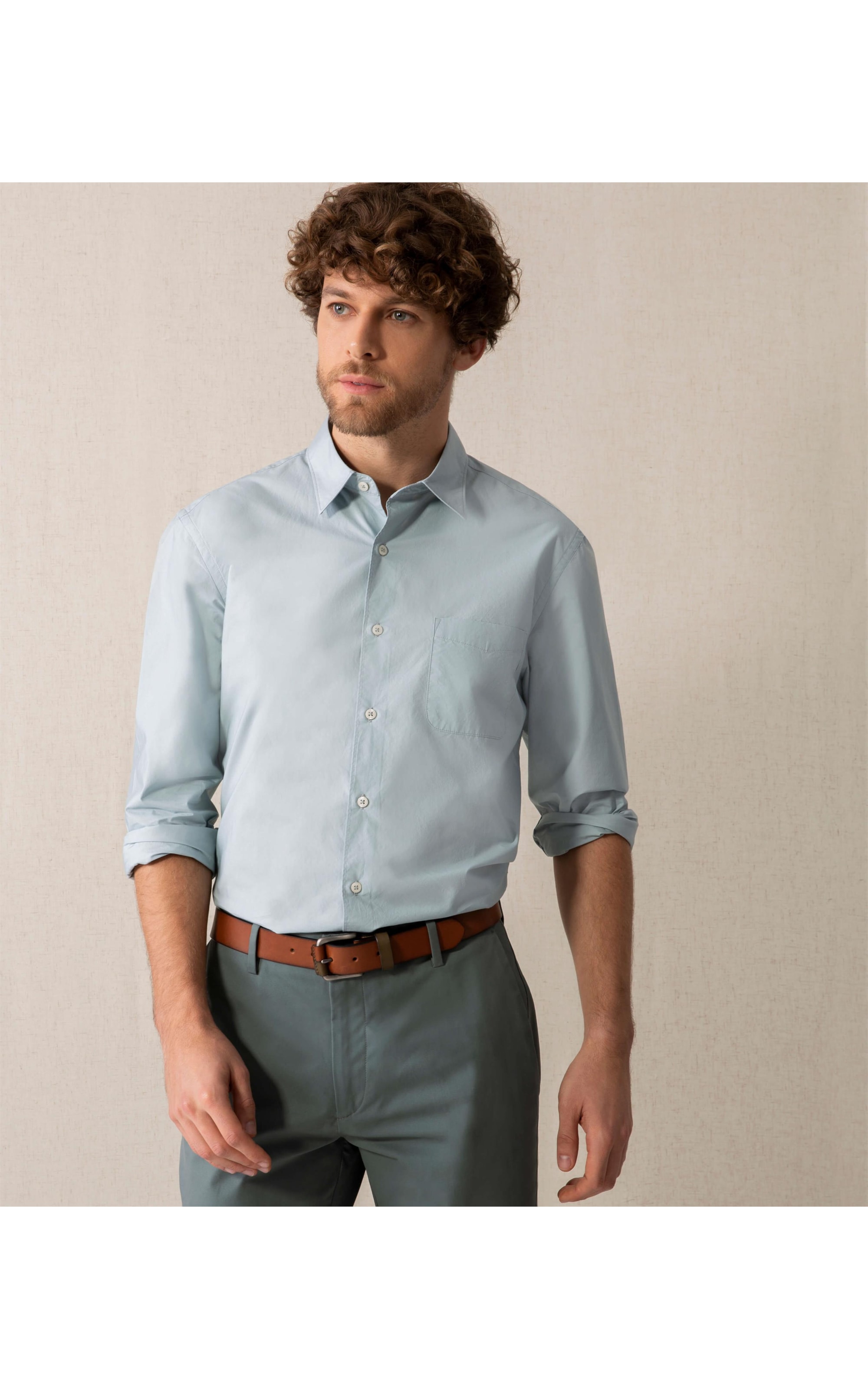 Camisa Tricoline Lisa Ml Verde Médio