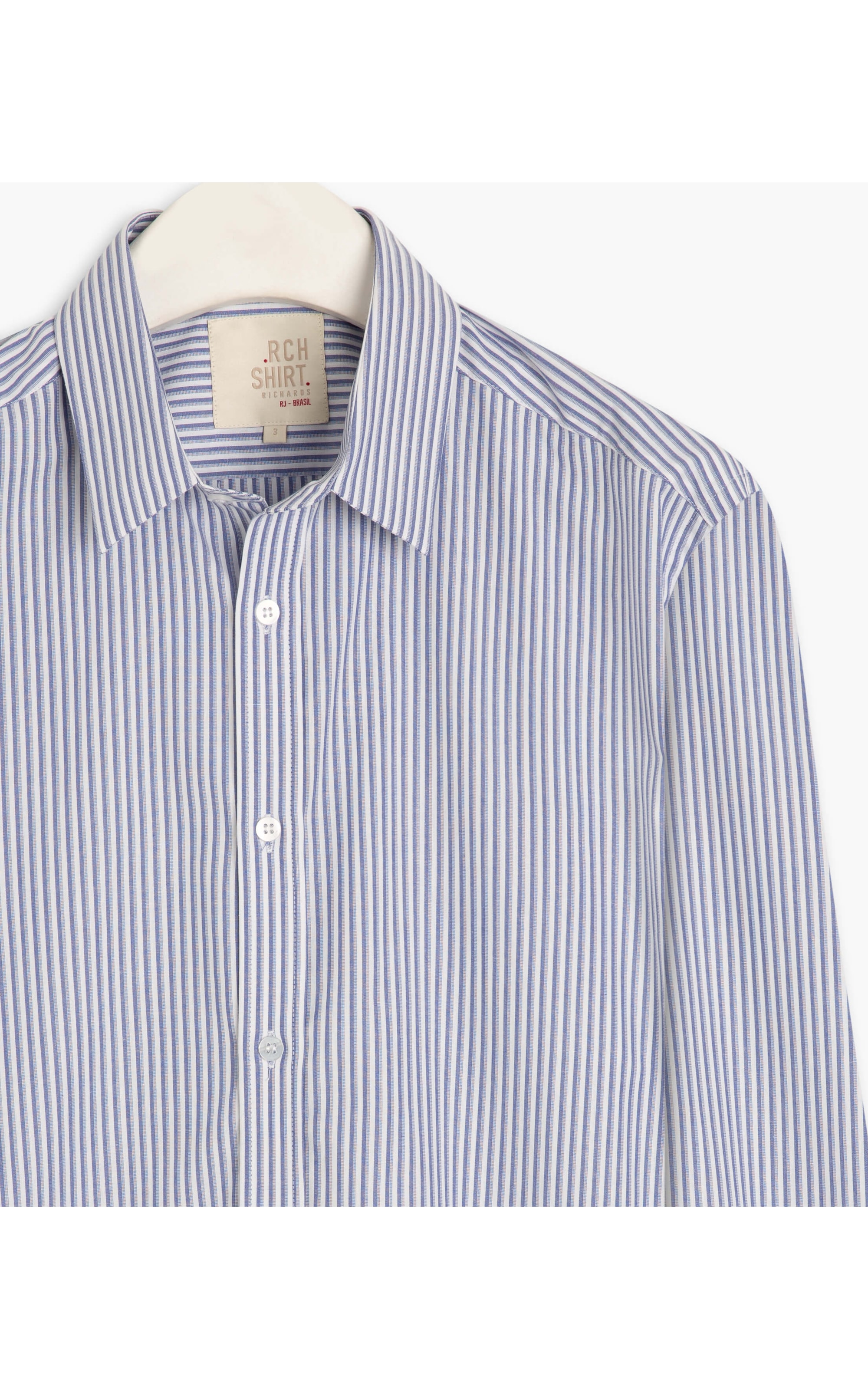 Camisa Tricoline Listrada Mauricio Ml Azul Jeans