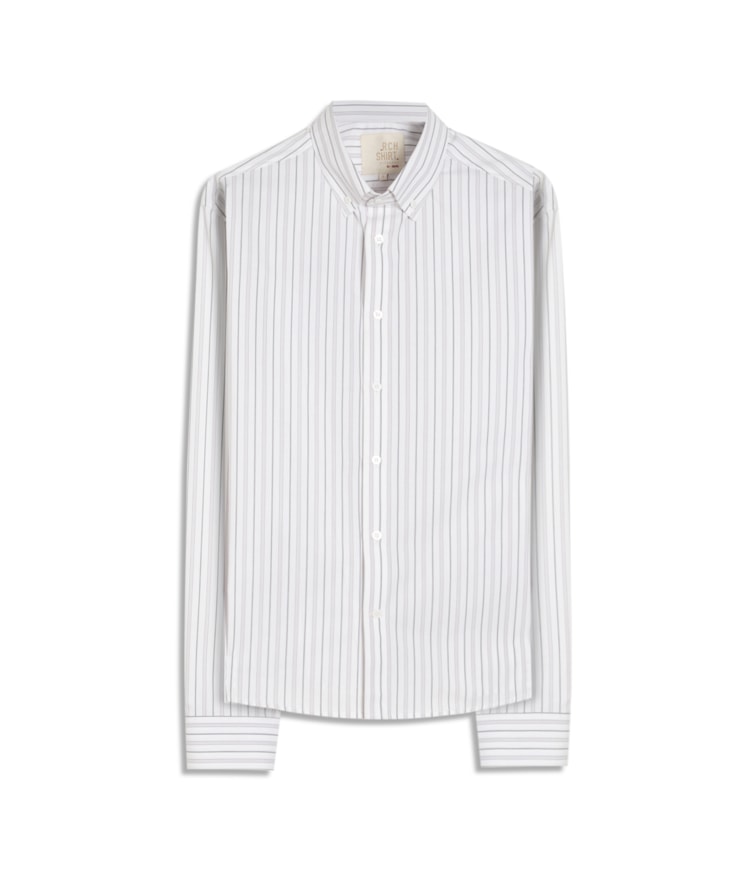 Camisa Tricoline Listrada Rodolfo Ml Prata