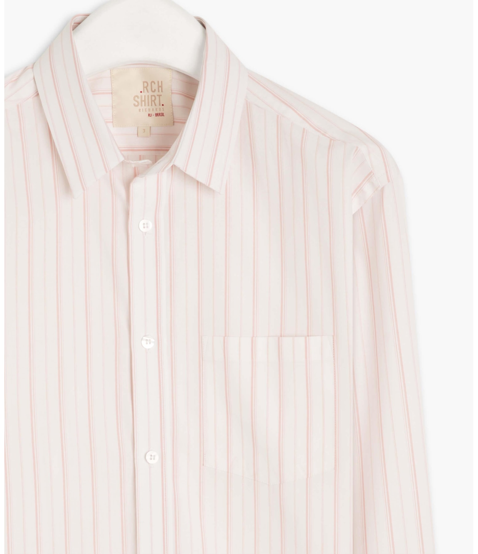 Camisa Tricoline Listrado Roberto Ml Rosê