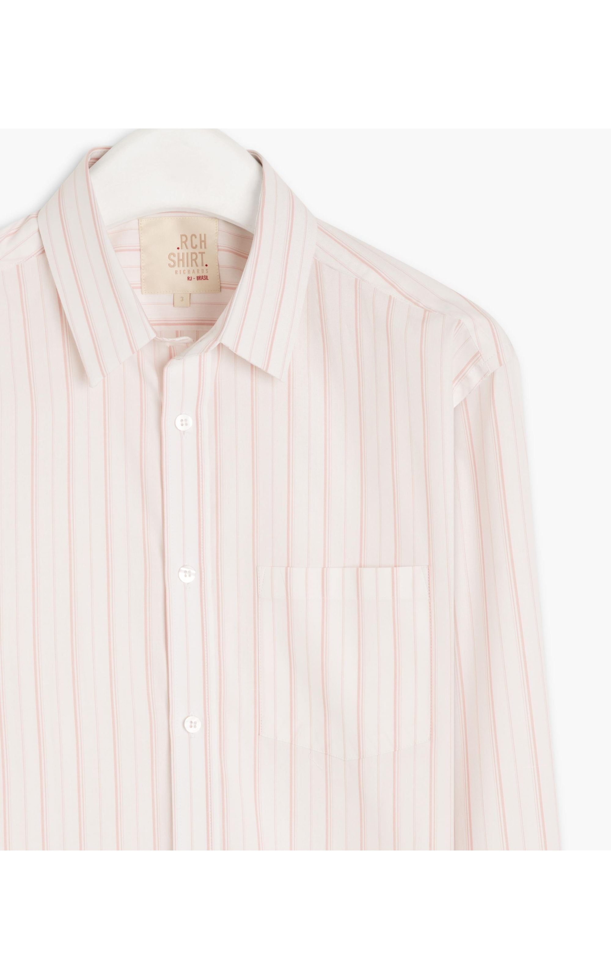 Camisa Tricoline Listrado Roberto Ml Rosê