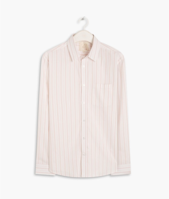 Camisa Tricoline Listrado Roberto Ml Rosê