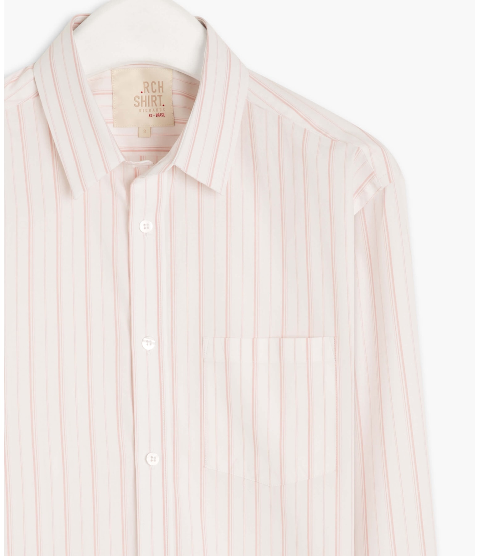 Camisa Tricoline Listrado Roberto Ml Rosê