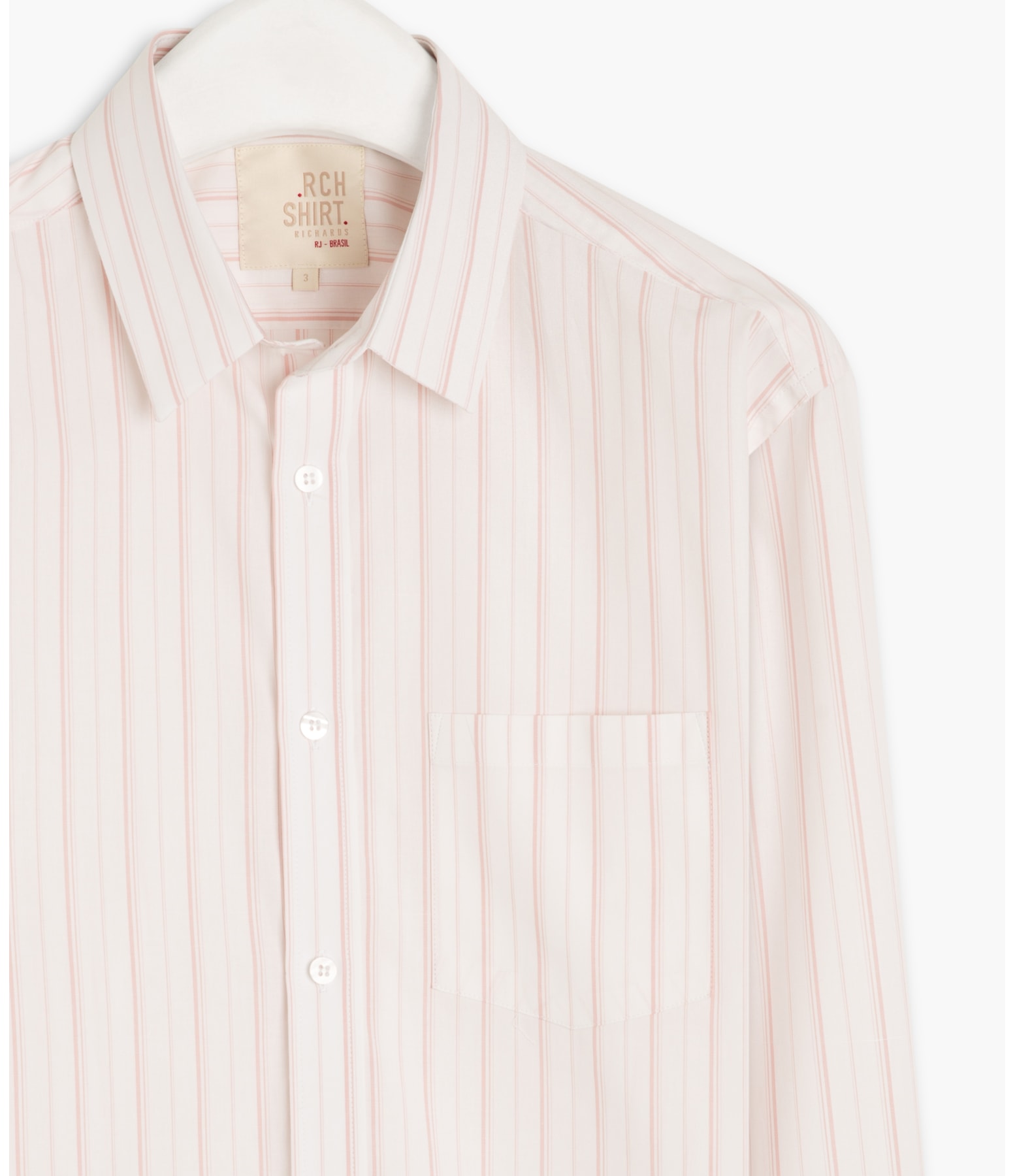 Camisa Tricoline Listrado Roberto Ml Rosê