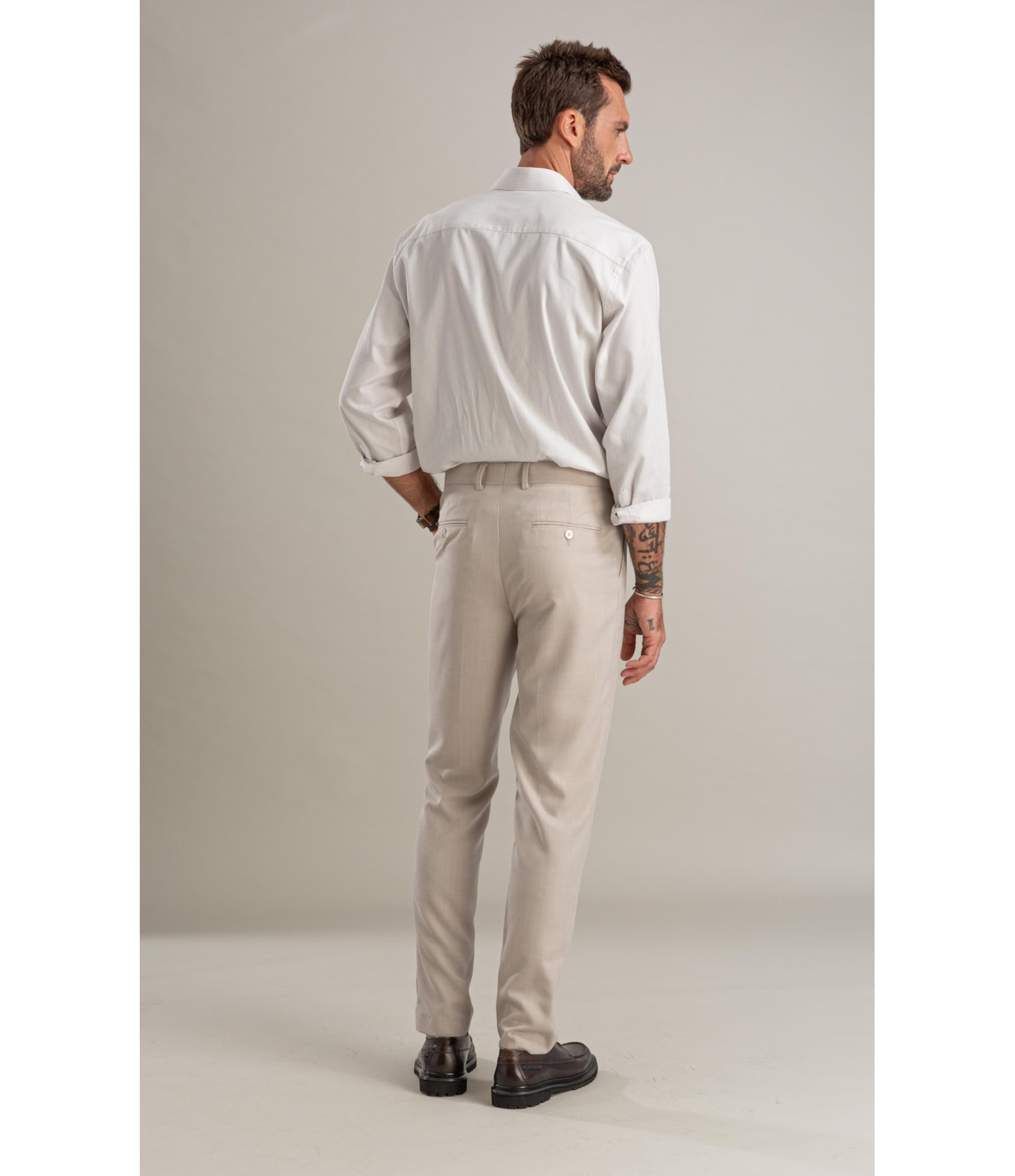 Camisa Tricoline Luca Ml Cinza Claro