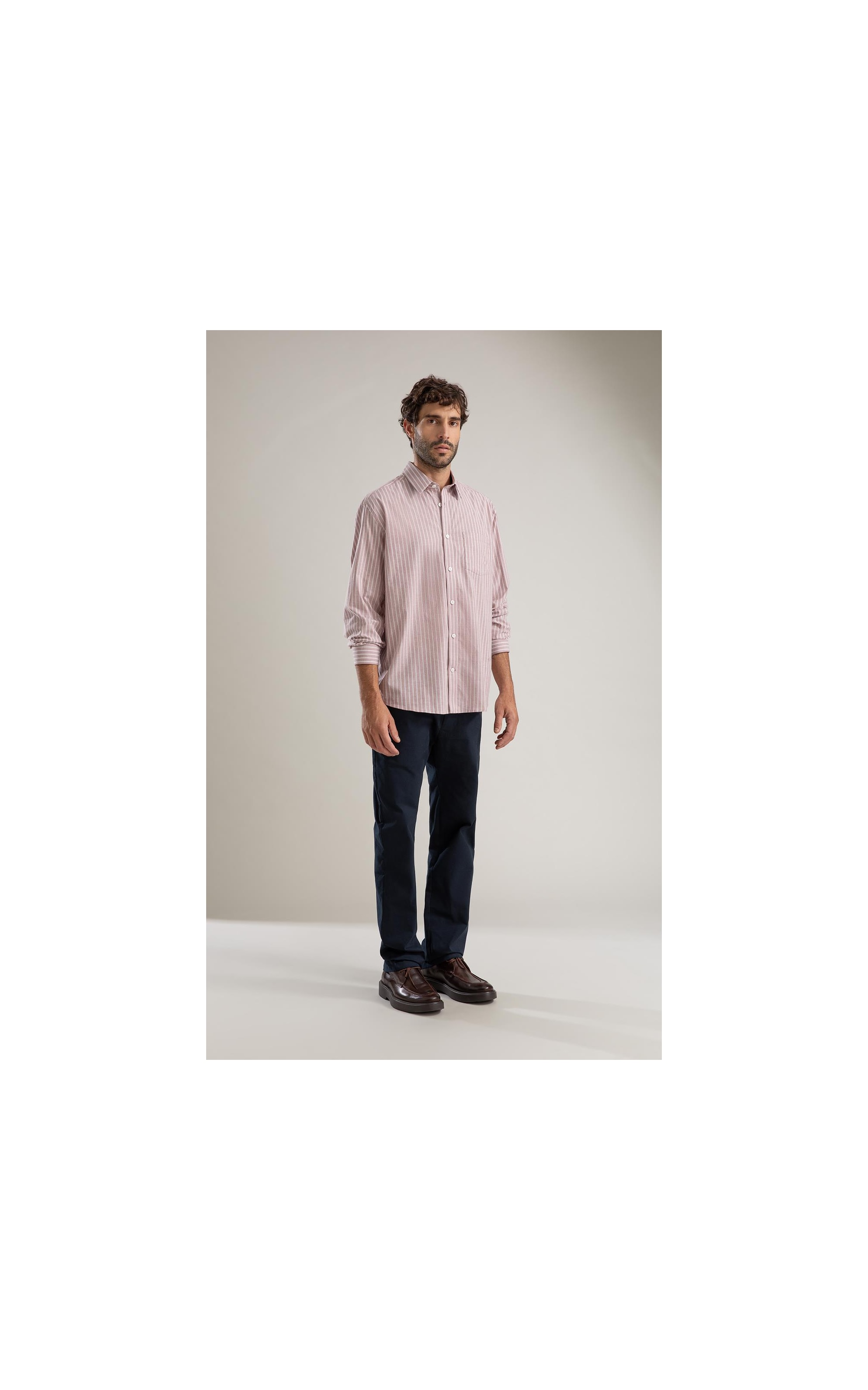 Camisa Tricoline Ly Listrada Otavio Ml Rosê