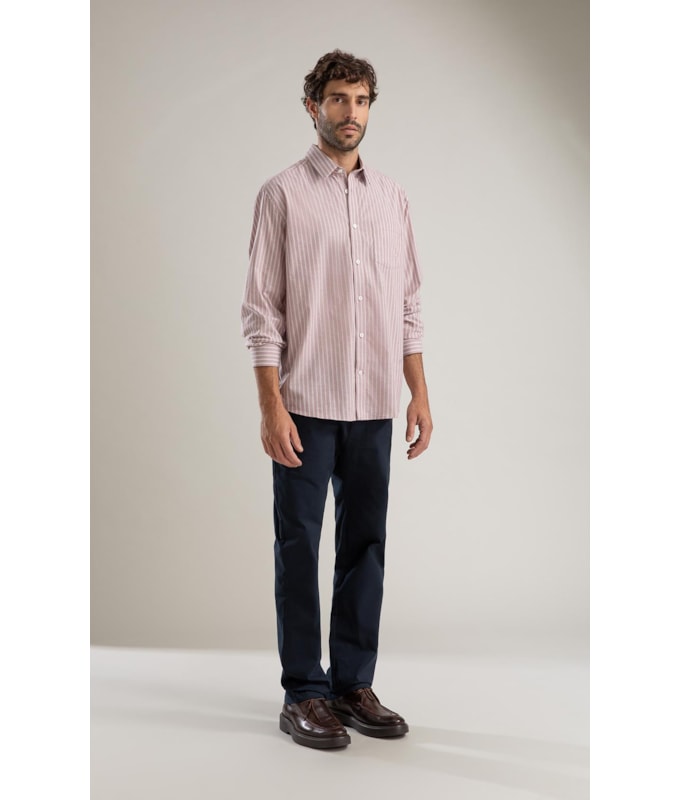 Camisa Tricoline Ly Listrada Otavio Ml Rosê