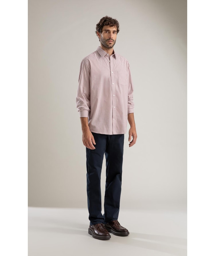 Camisa Tricoline Ly Listrada Otavio Ml Rosê