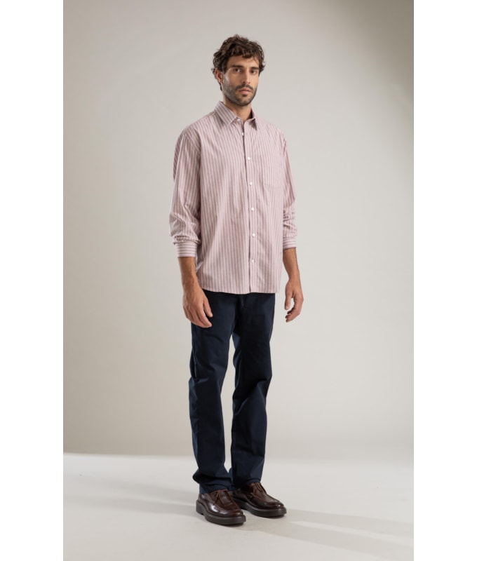 Camisa Tricoline Ly Listrada Otavio Ml Rosê