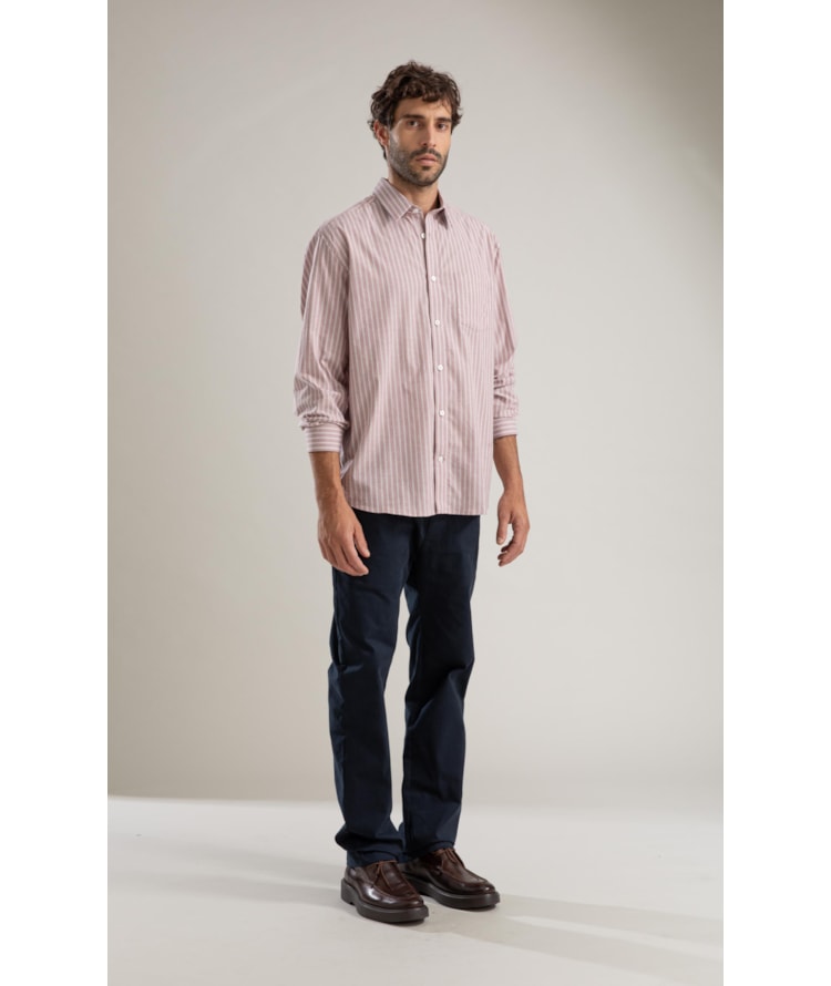 Camisa Tricoline Ly Listrada Otavio Ml Rosê