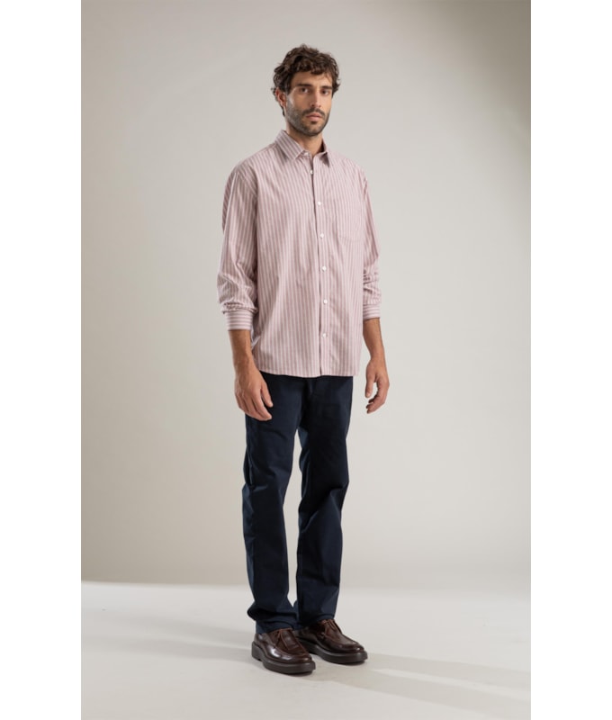 Camisa Tricoline Ly Listrada Otavio Ml Rosê