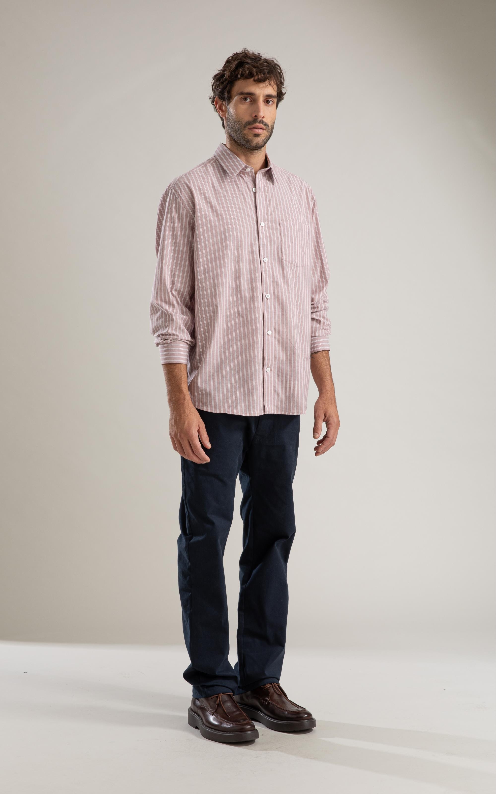 Camisa Tricoline Ly Listrada Otavio Ml Rosê