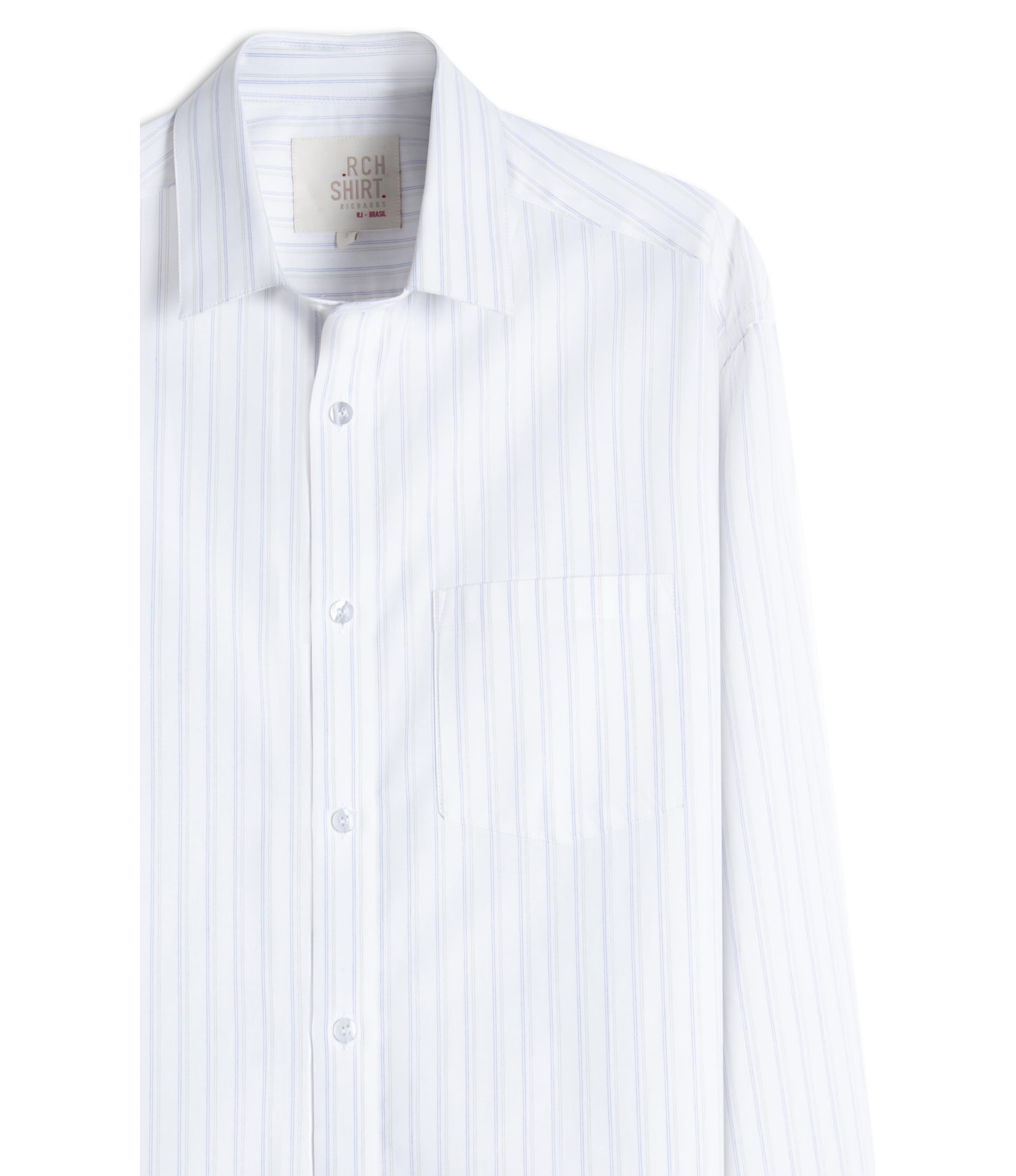 Camisa Tricoline Ly Listrado Degas Ml Branco
