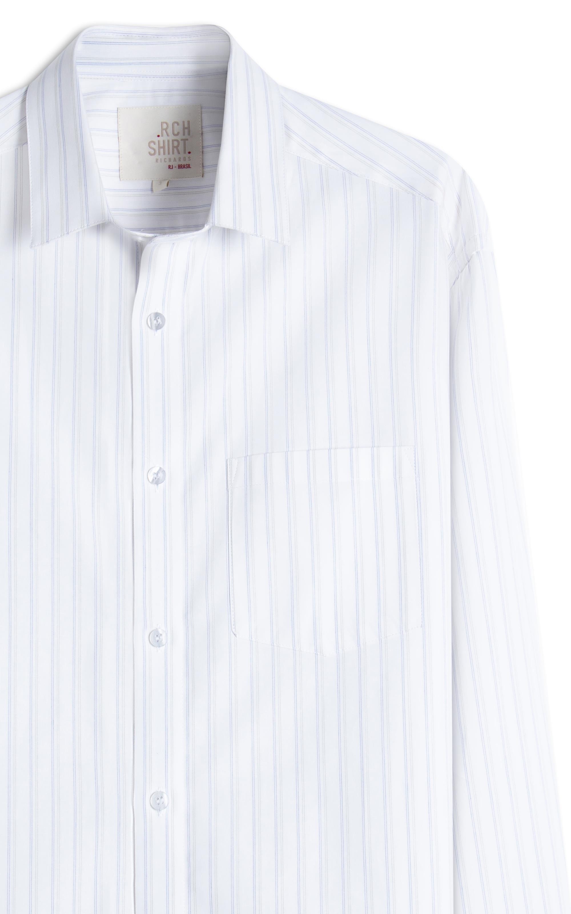 Camisa Tricoline Ly Listrado Degas Ml Branco