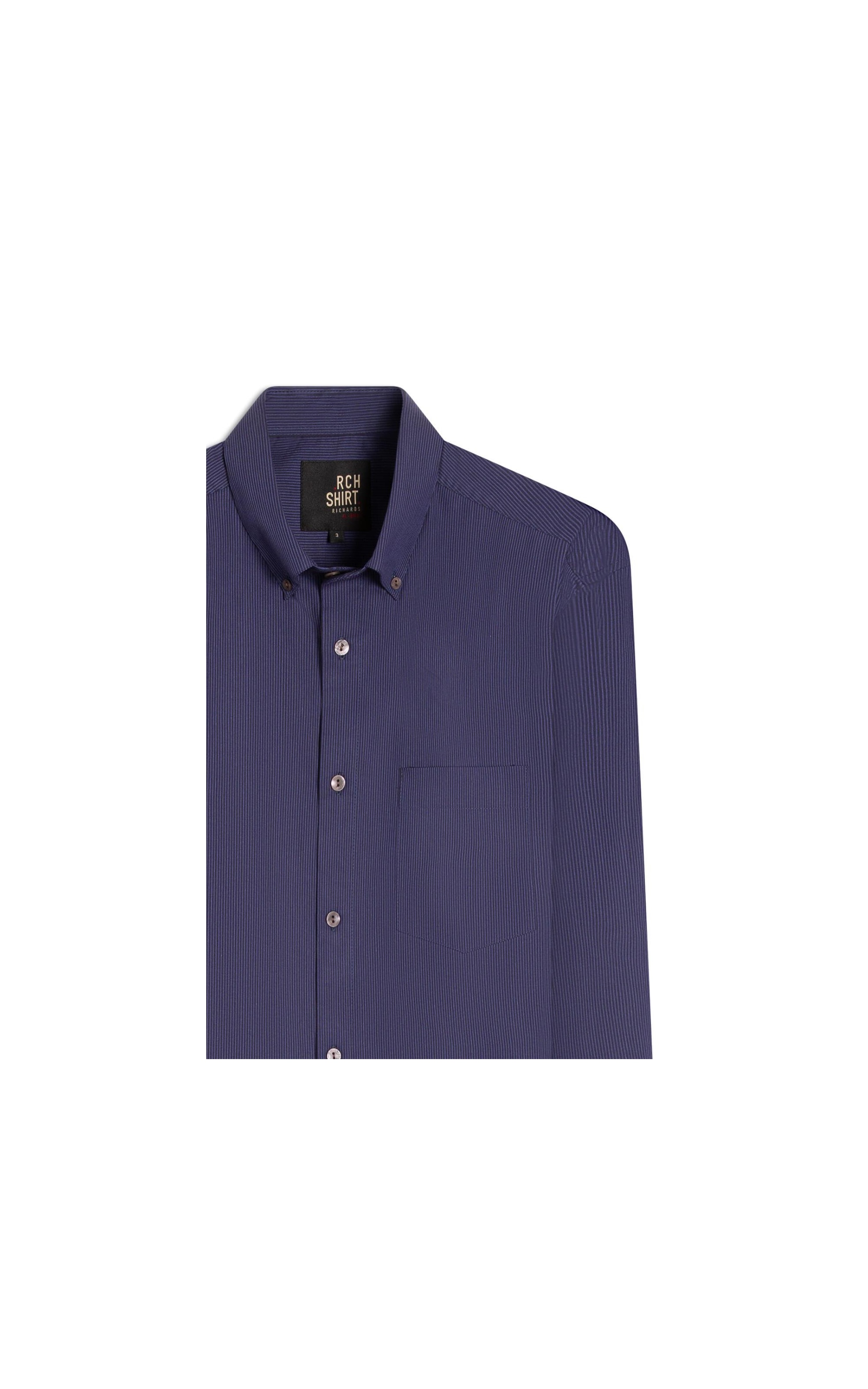 Camisa Tricoline Ly Saul Ml Dark Navy
