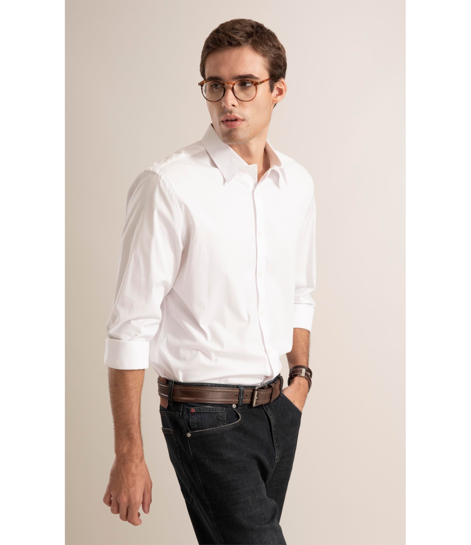Camisa Tricoline Lycra Branco