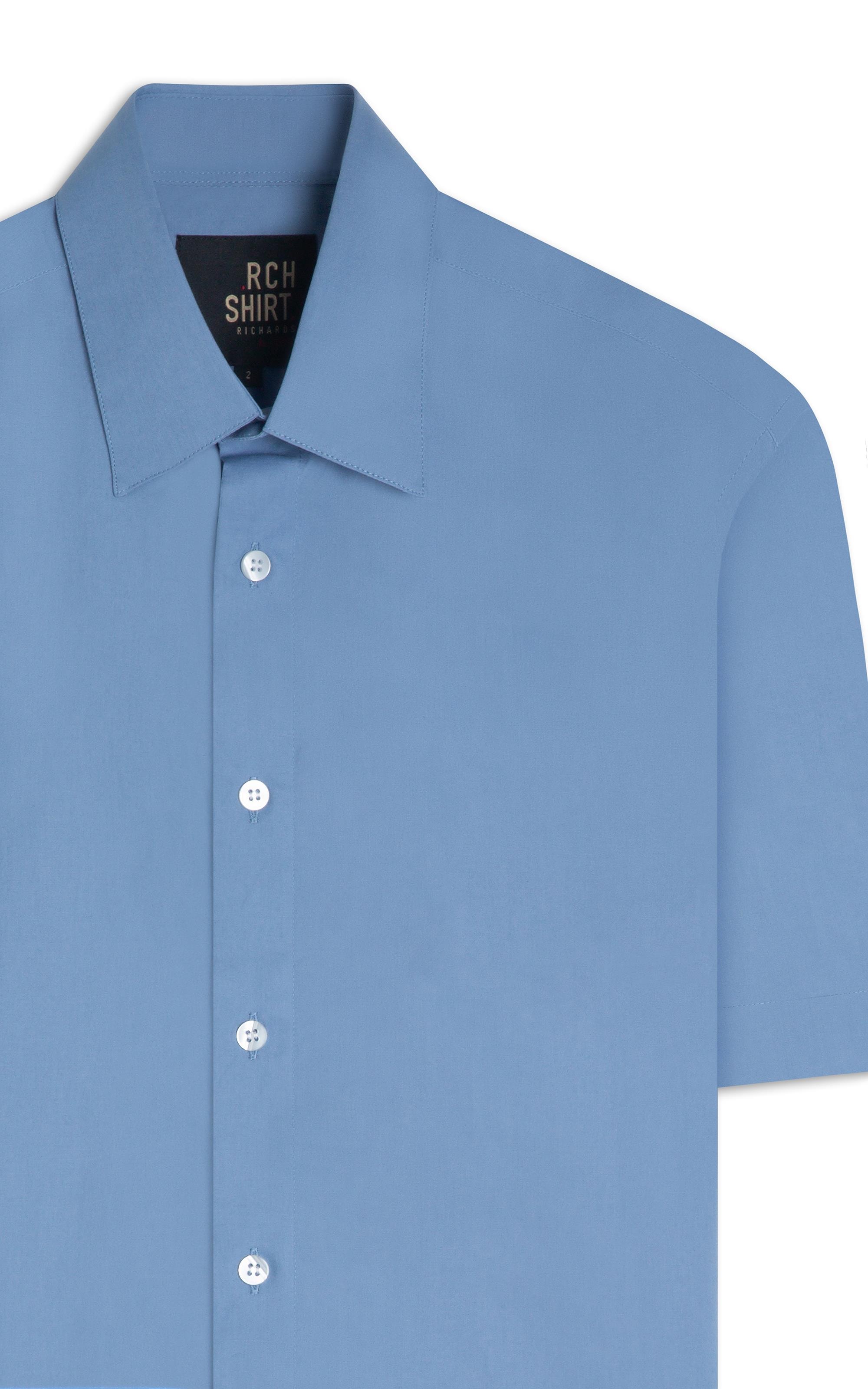 Camisa Tricoline Lycra Mc Azul Seco