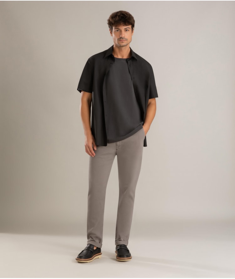 Camisa Tricoline Lycra Mc Preto