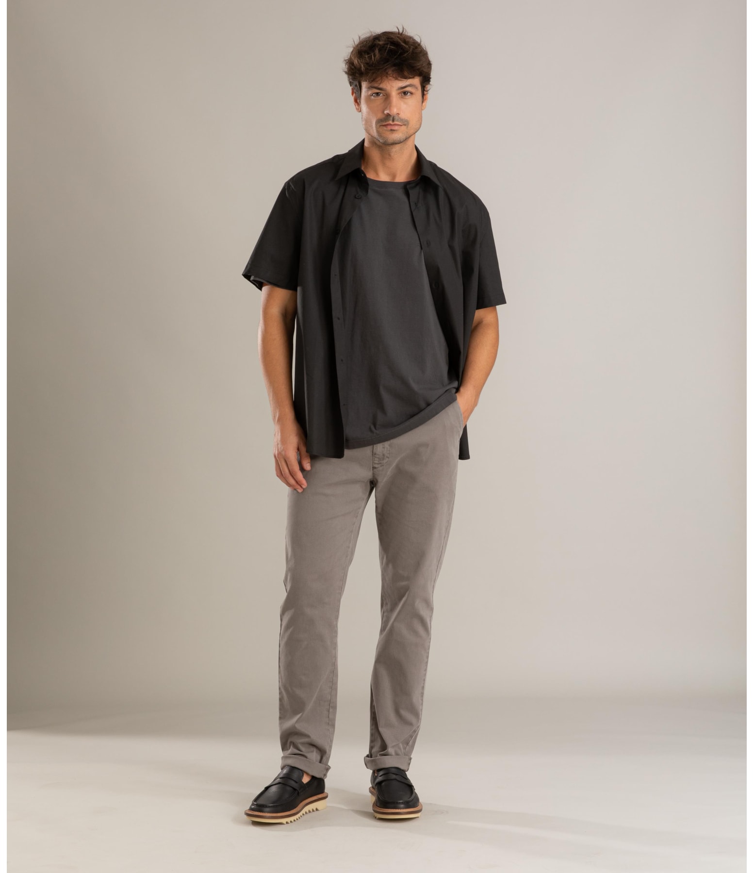 Camisa Tricoline Lycra Mc Preto