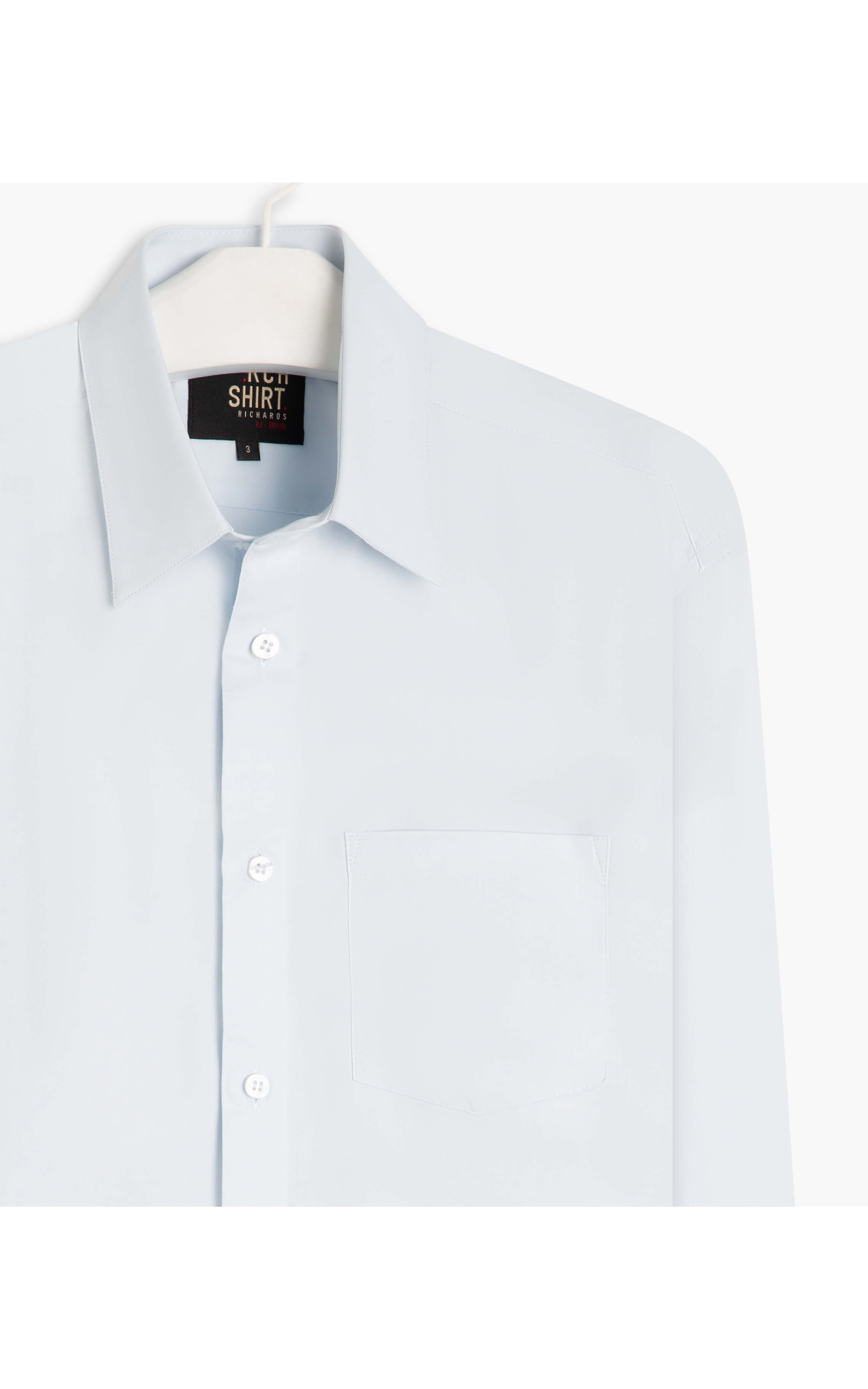 Camisa Tricoline Lycra Ml Azul Claro