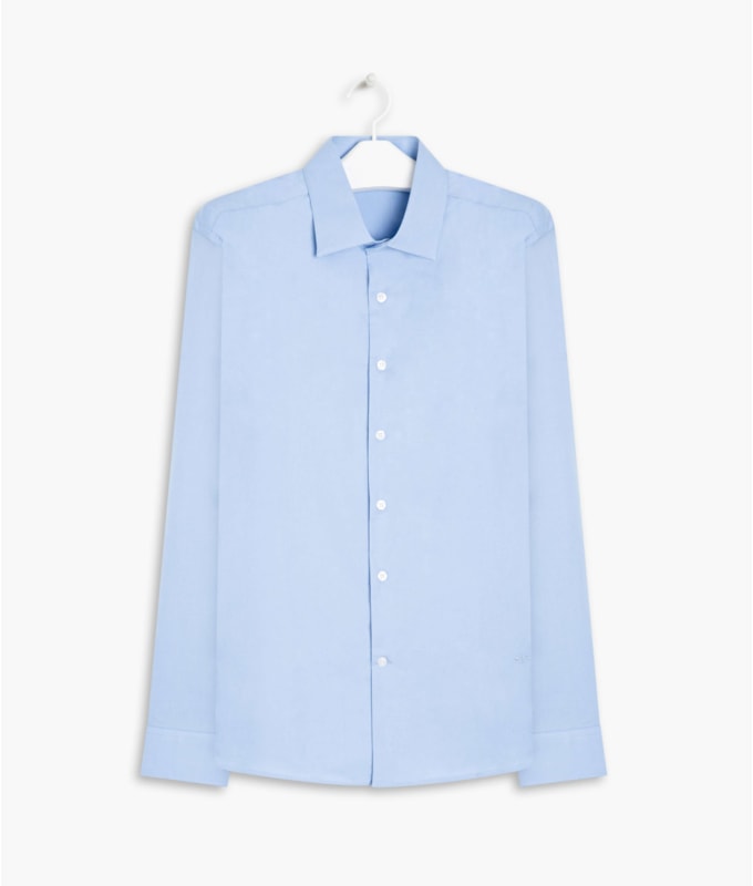 Camisa Tricoline Lycra Ml Azul Seco