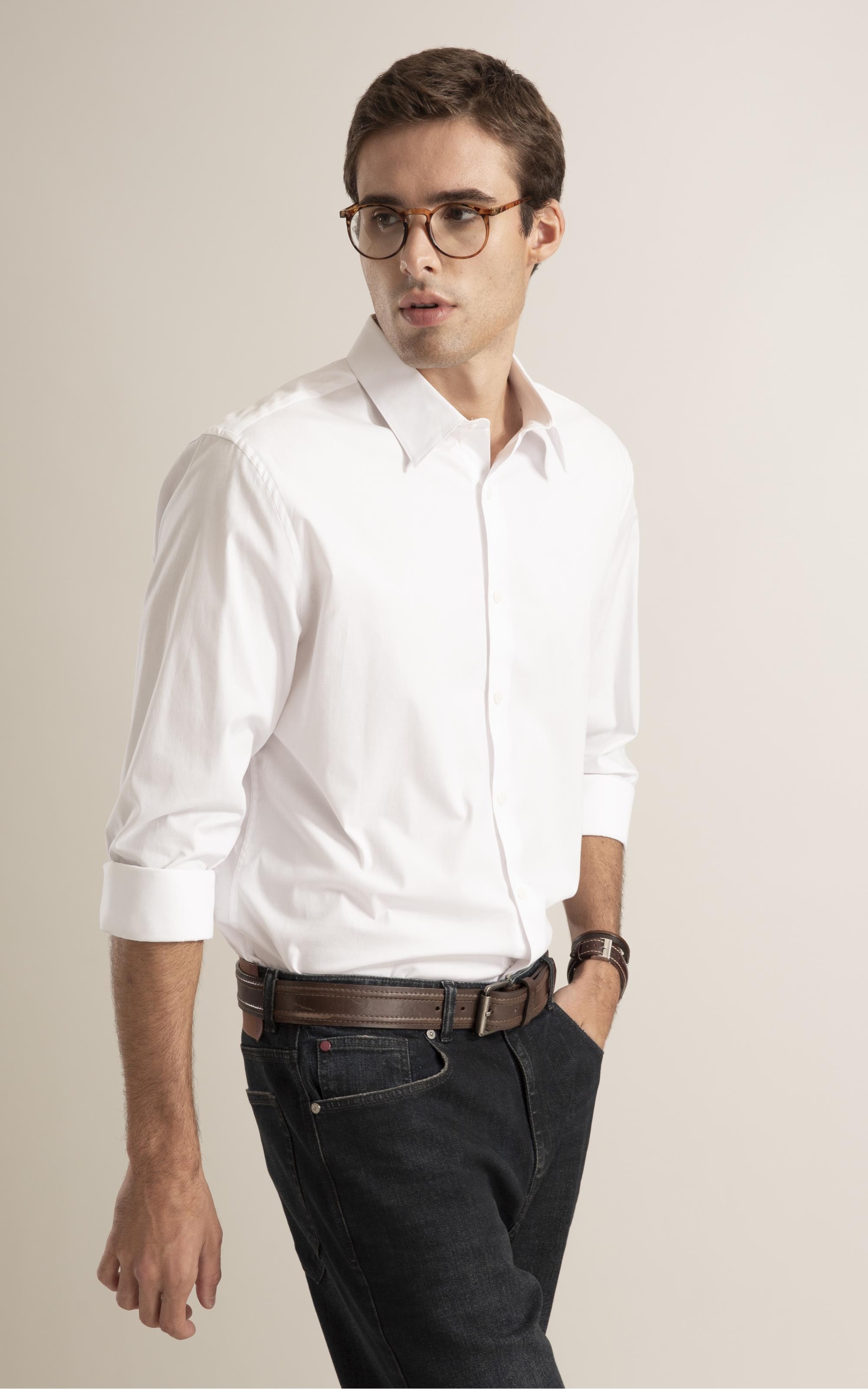 Camisa Tricoline Lycra Ml Branco