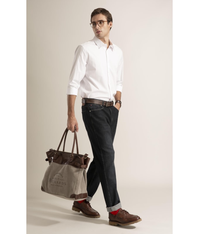 Camisa Tricoline Lycra Ml Branco