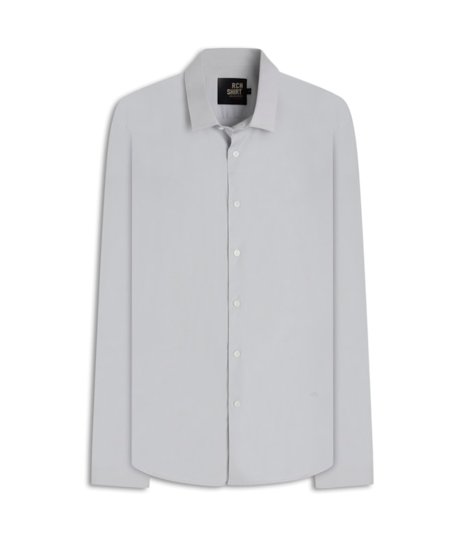 Camisa Tricoline Lycra Ml Cinza Claro