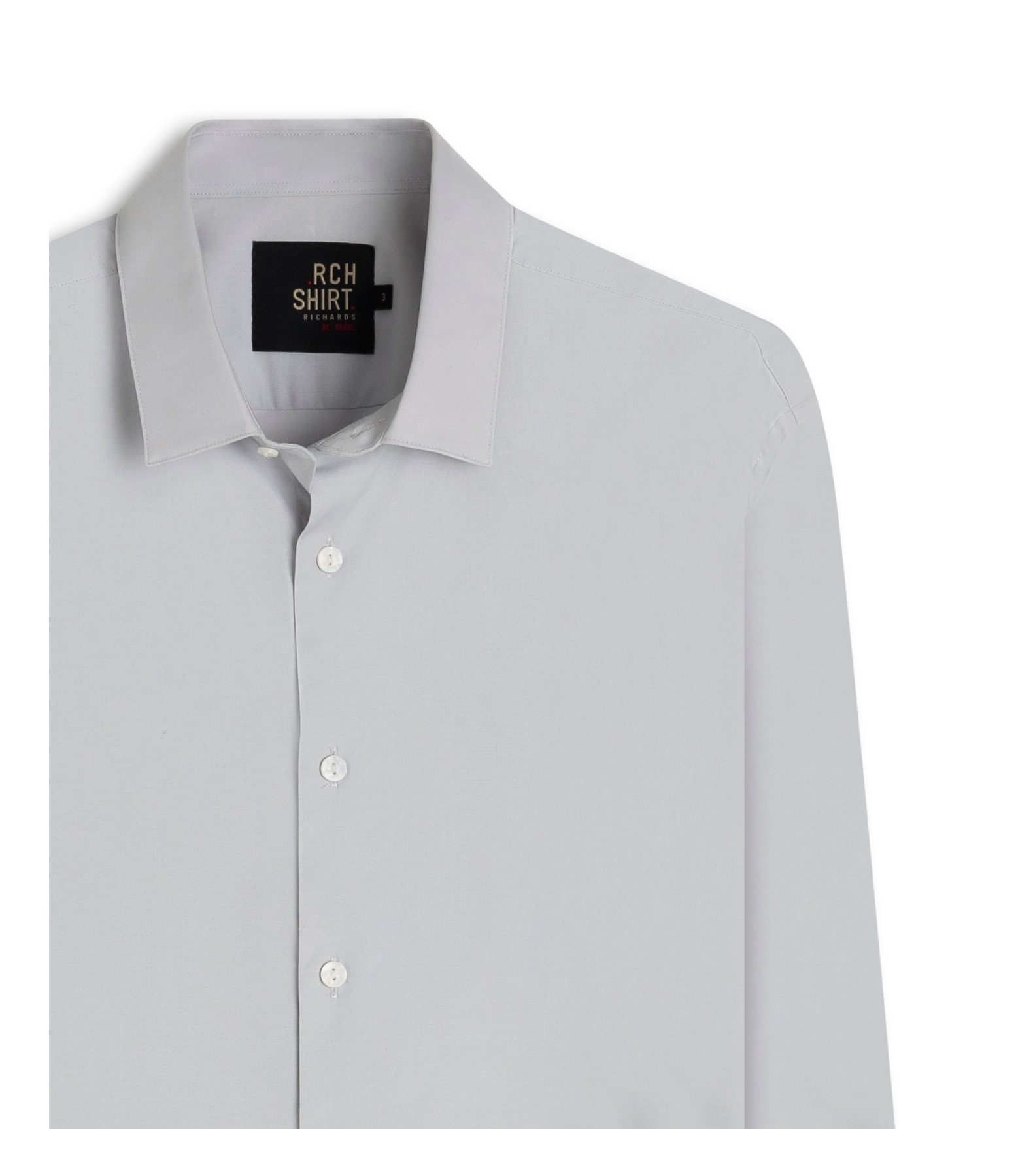 Camisa Tricoline Lycra Ml Cinza Claro
