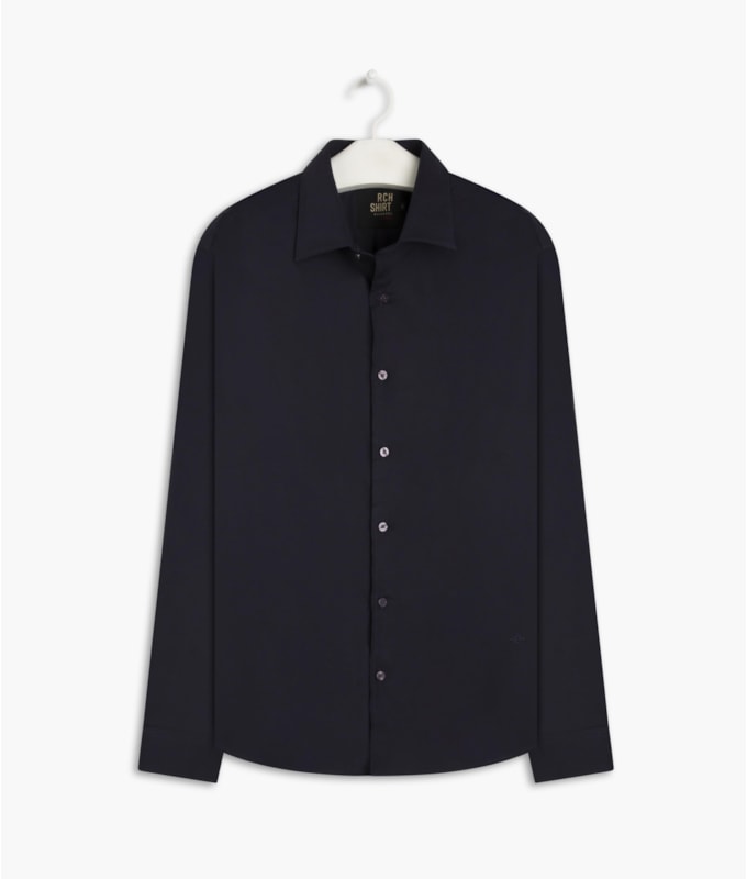 Camisa Tricoline Lycra Ml Dark Navy