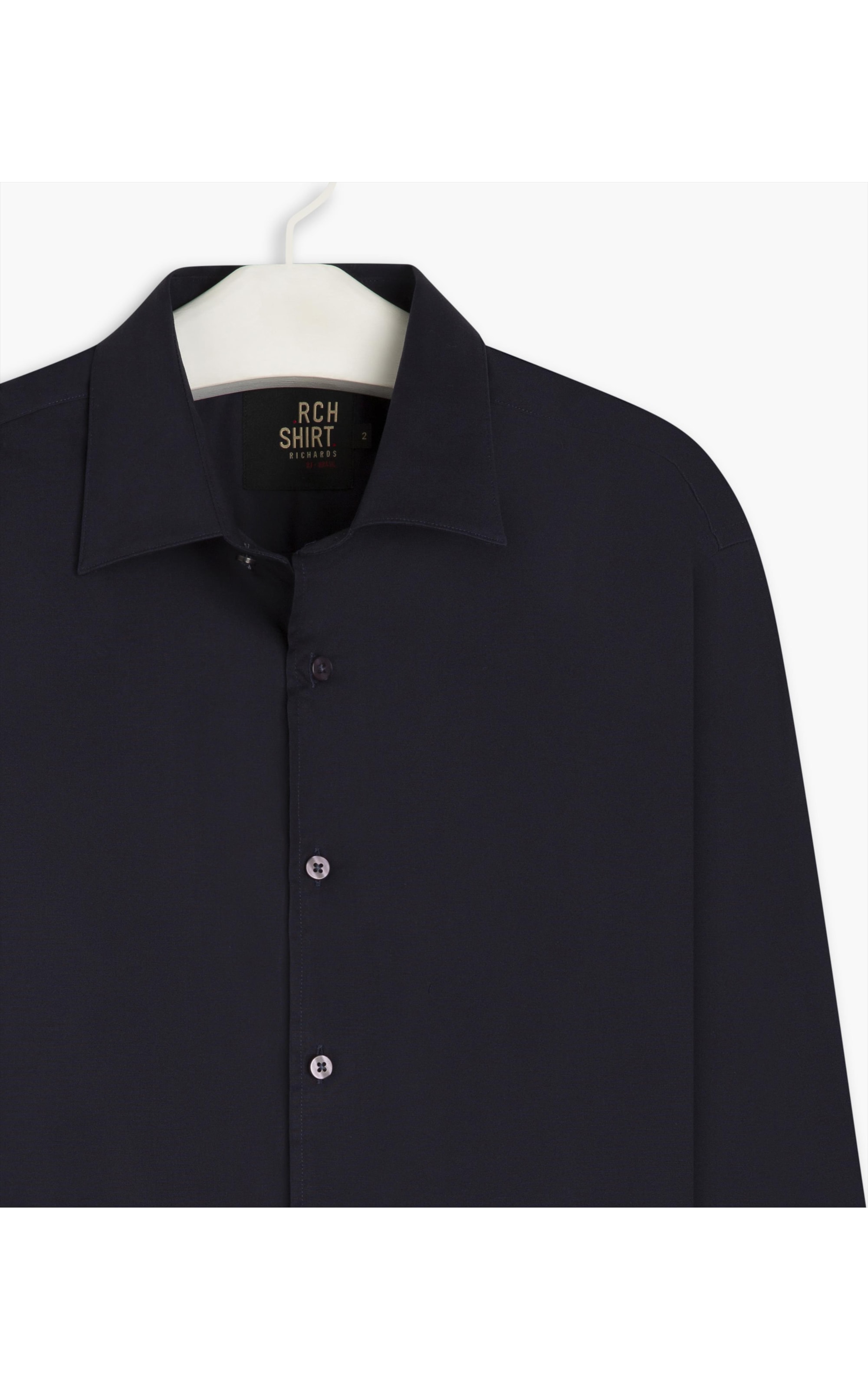 Camisa Tricoline Lycra Ml Dark Navy