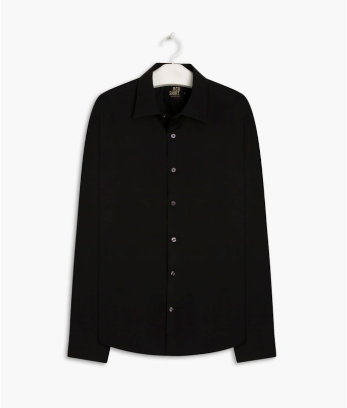 Camisa Tricoline Lycra Ml Preto