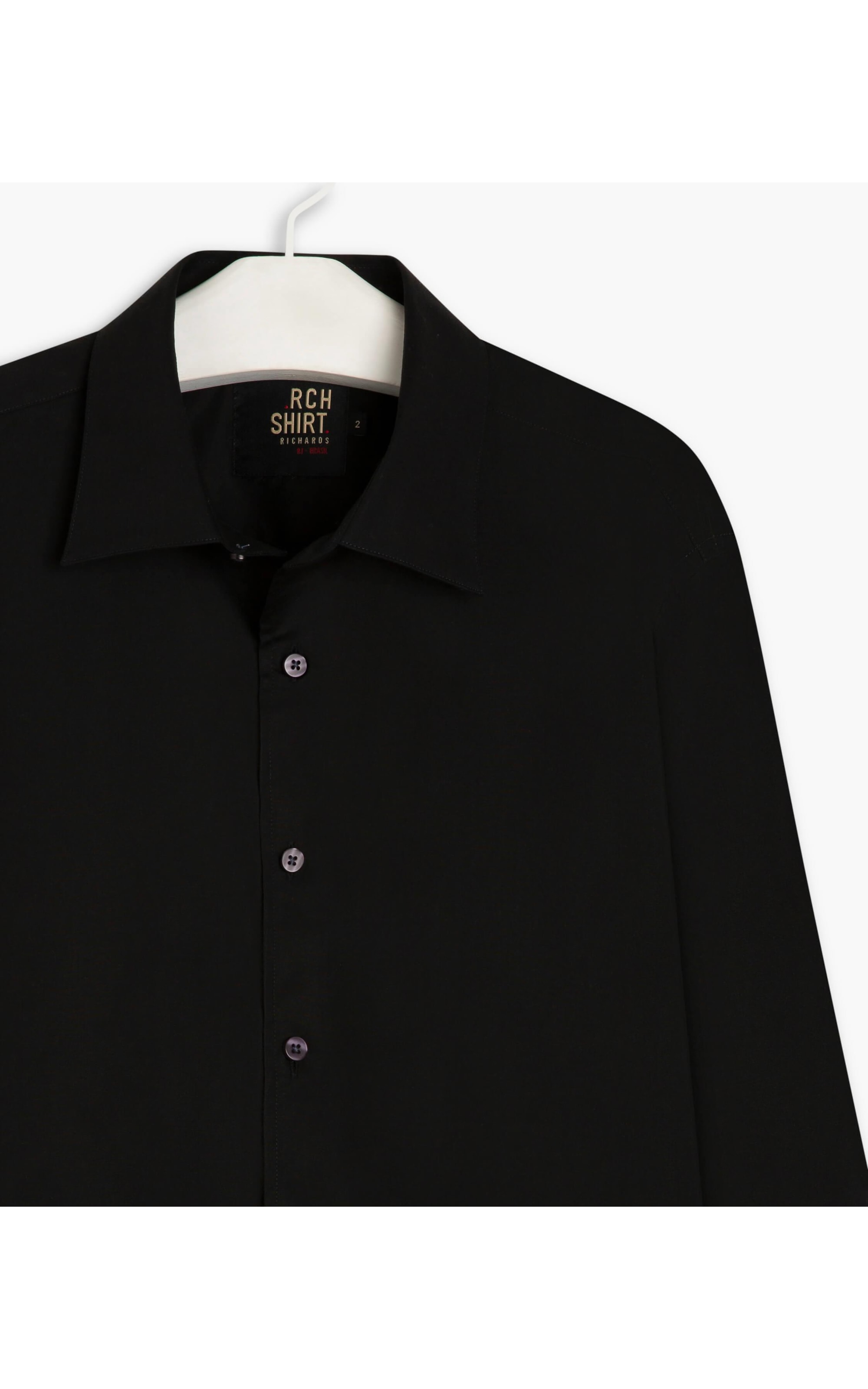Camisa Tricoline Lycra Ml Preto