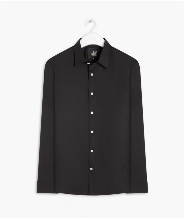 Camisa Tricoline Lycra Ml Preto