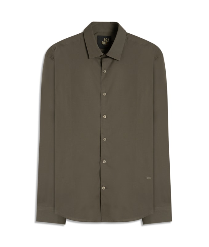 Camisa Tricoline Lycra Tabaco