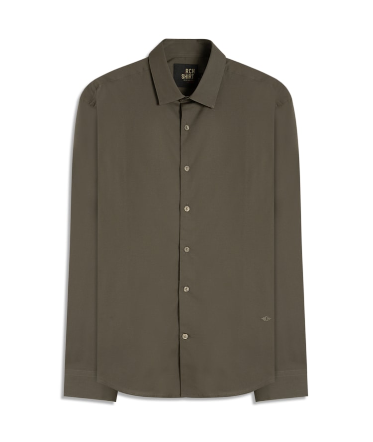 Camisa Tricoline Lycra Tabaco