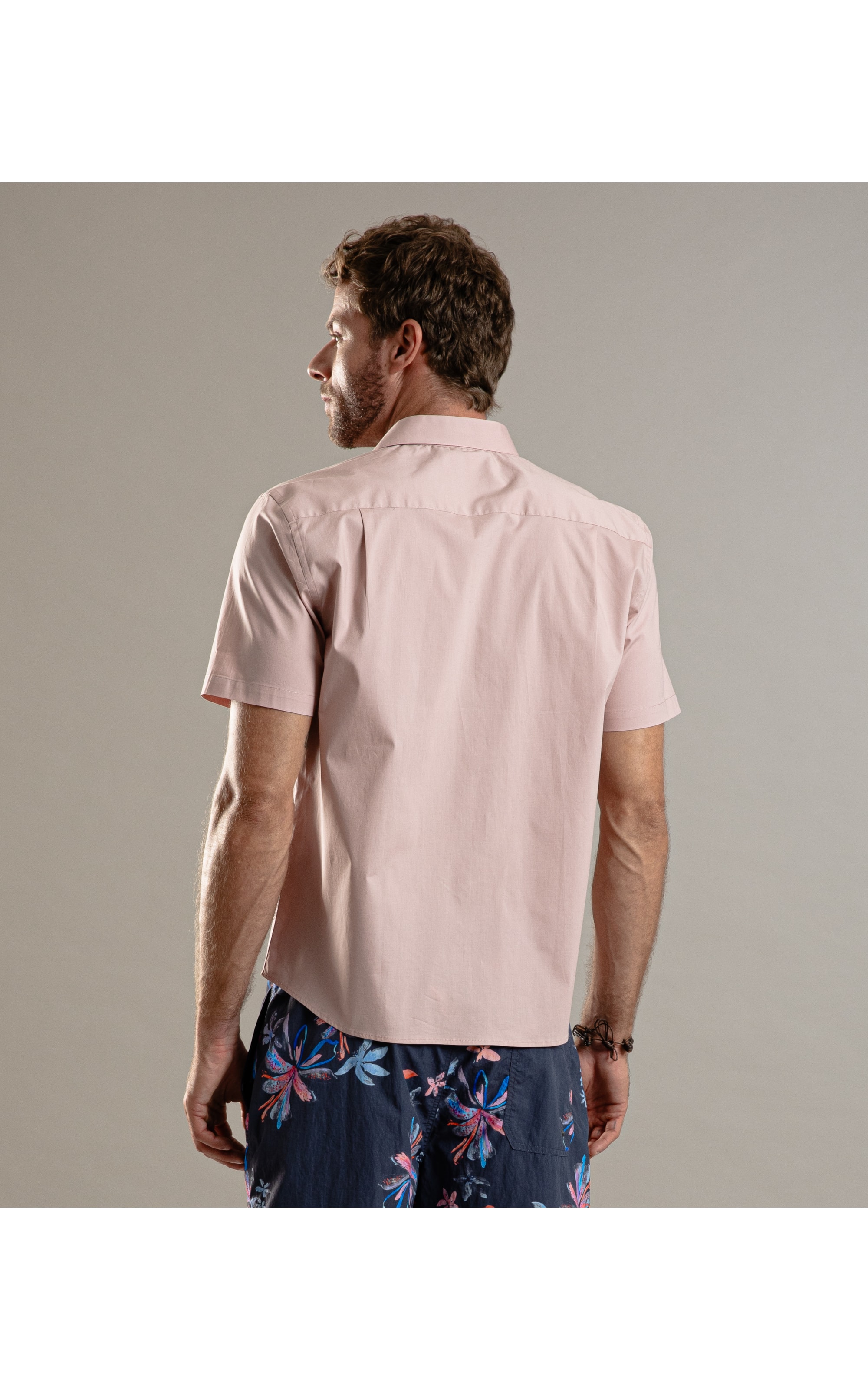 Camisa Tricoline Mc Rosa Velho
