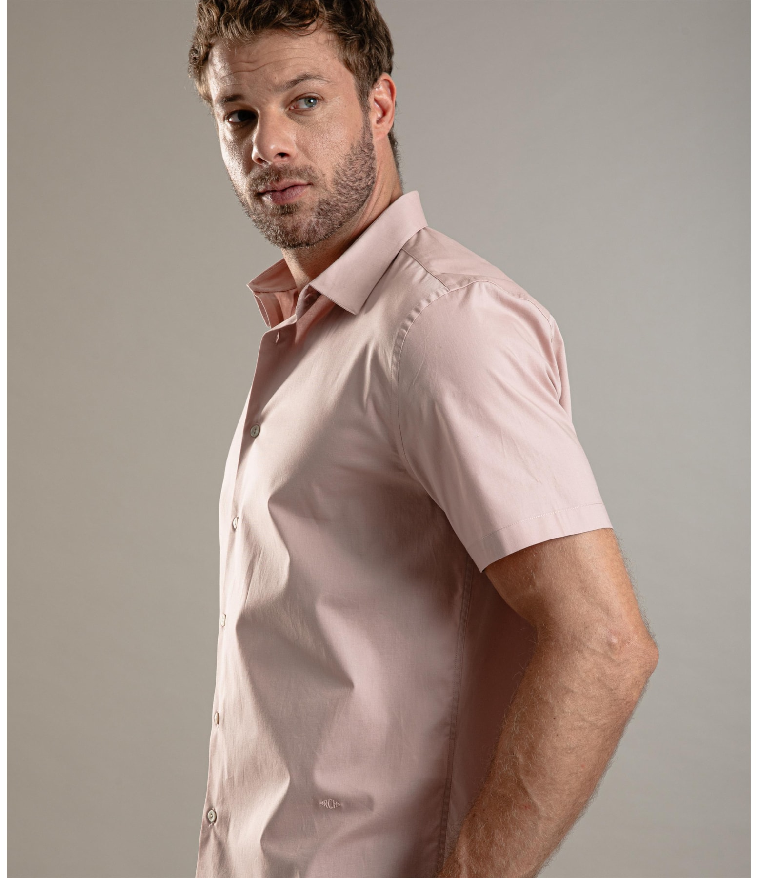 Camisa Tricoline Mc Rosa Velho