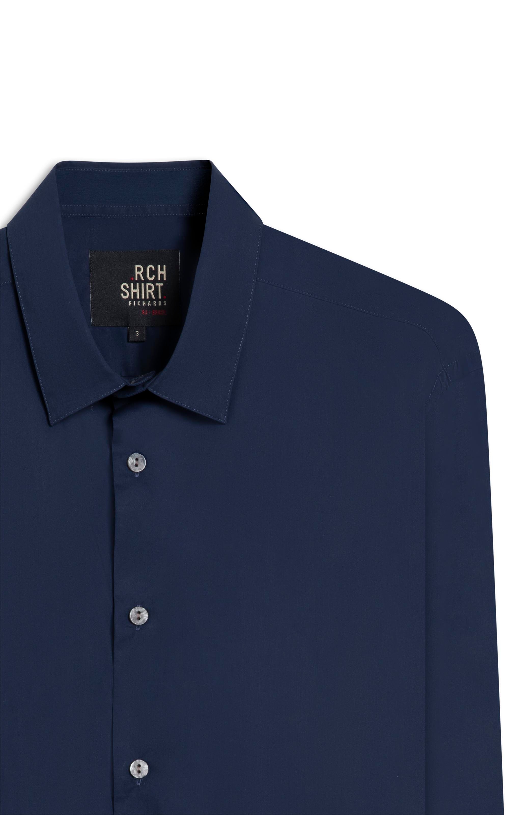 Camisa Tricoline Ml Dark Navy