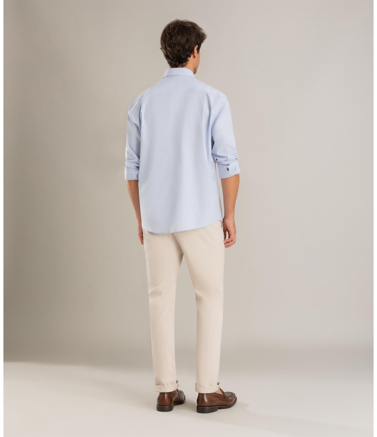 Camisa Tricoline Ricardo Ml Azul Claro