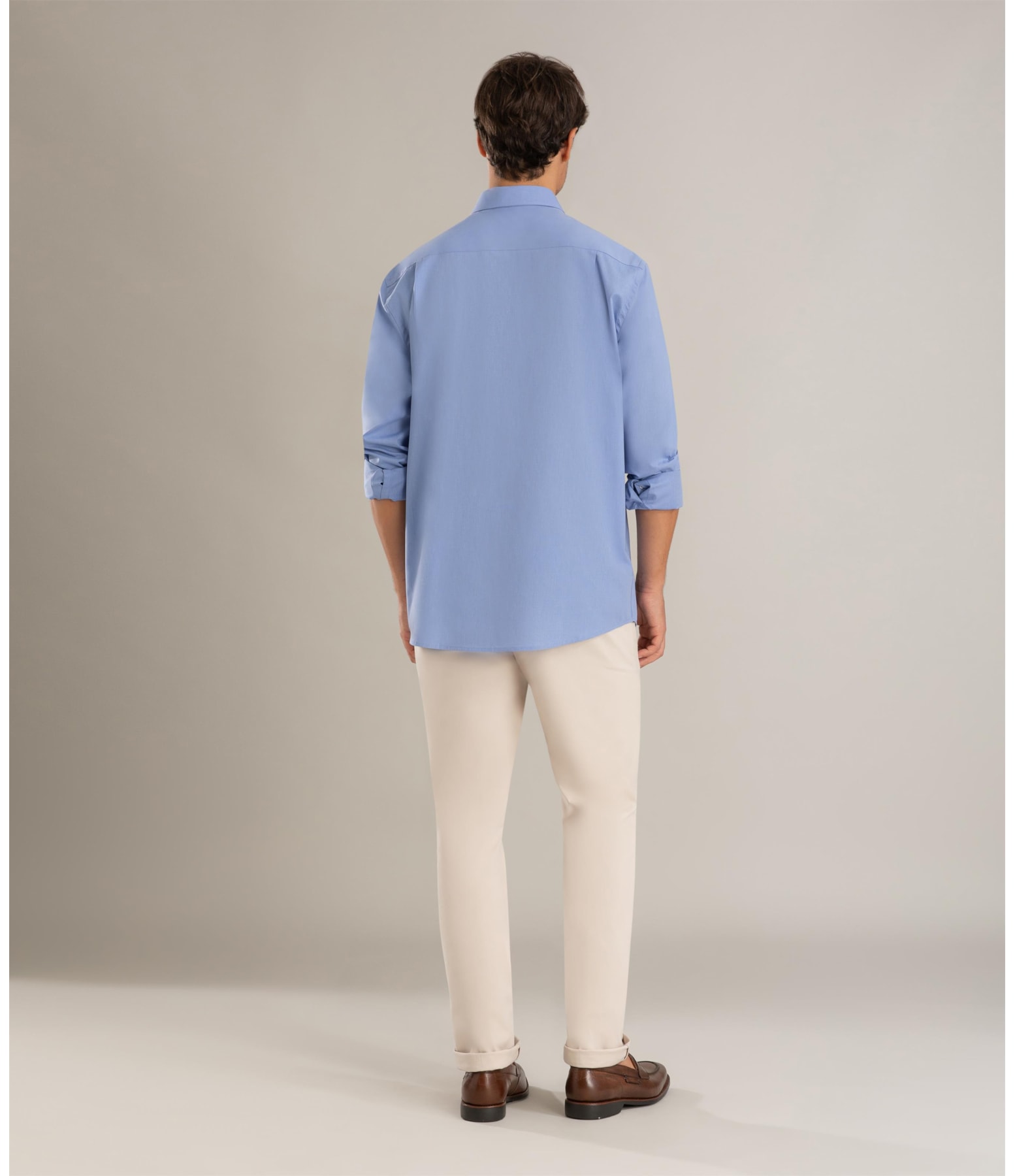 Camisa Tricoline Silvio Ml Azul Pervante