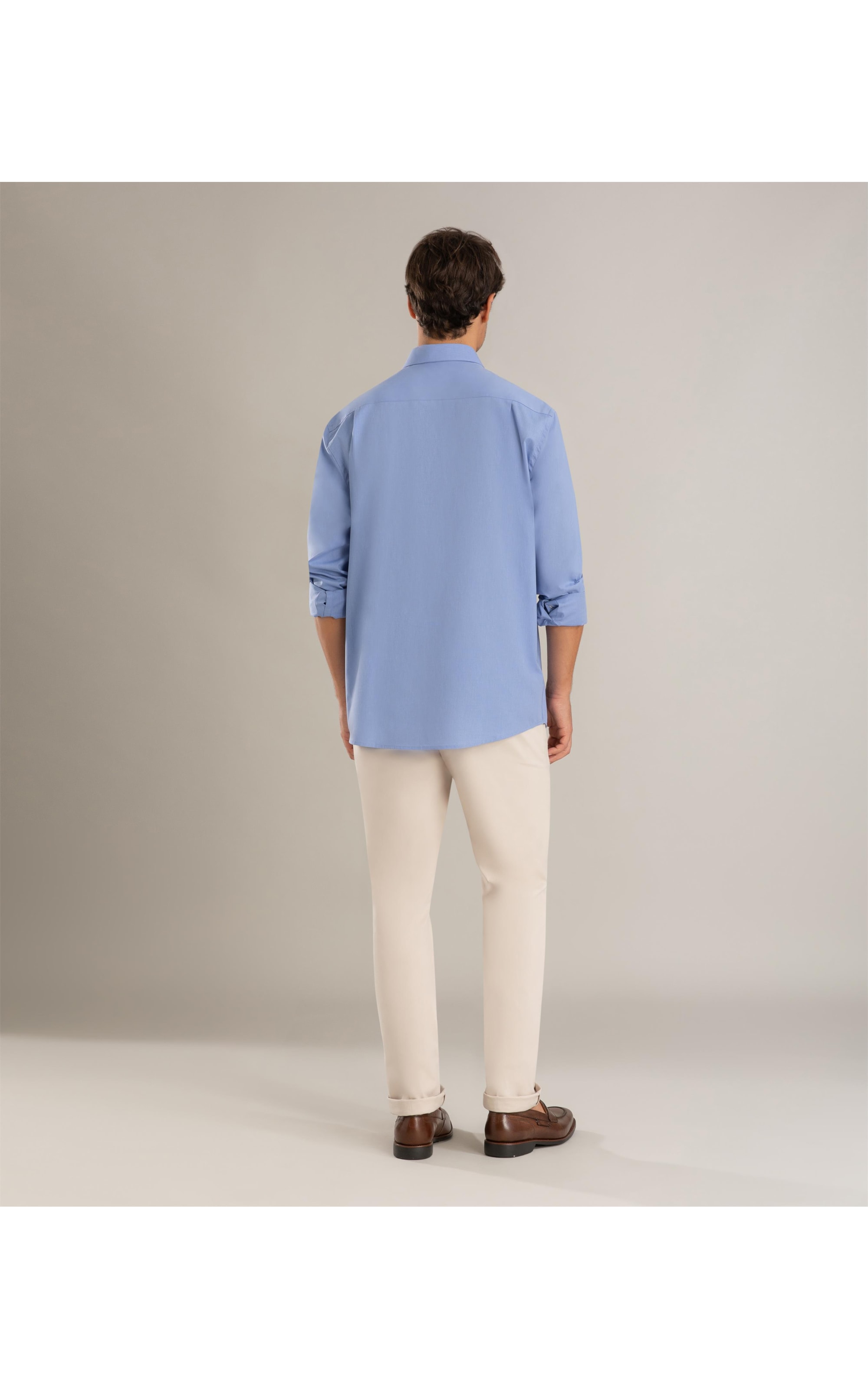 Camisa Tricoline Silvio Ml Azul Pervante