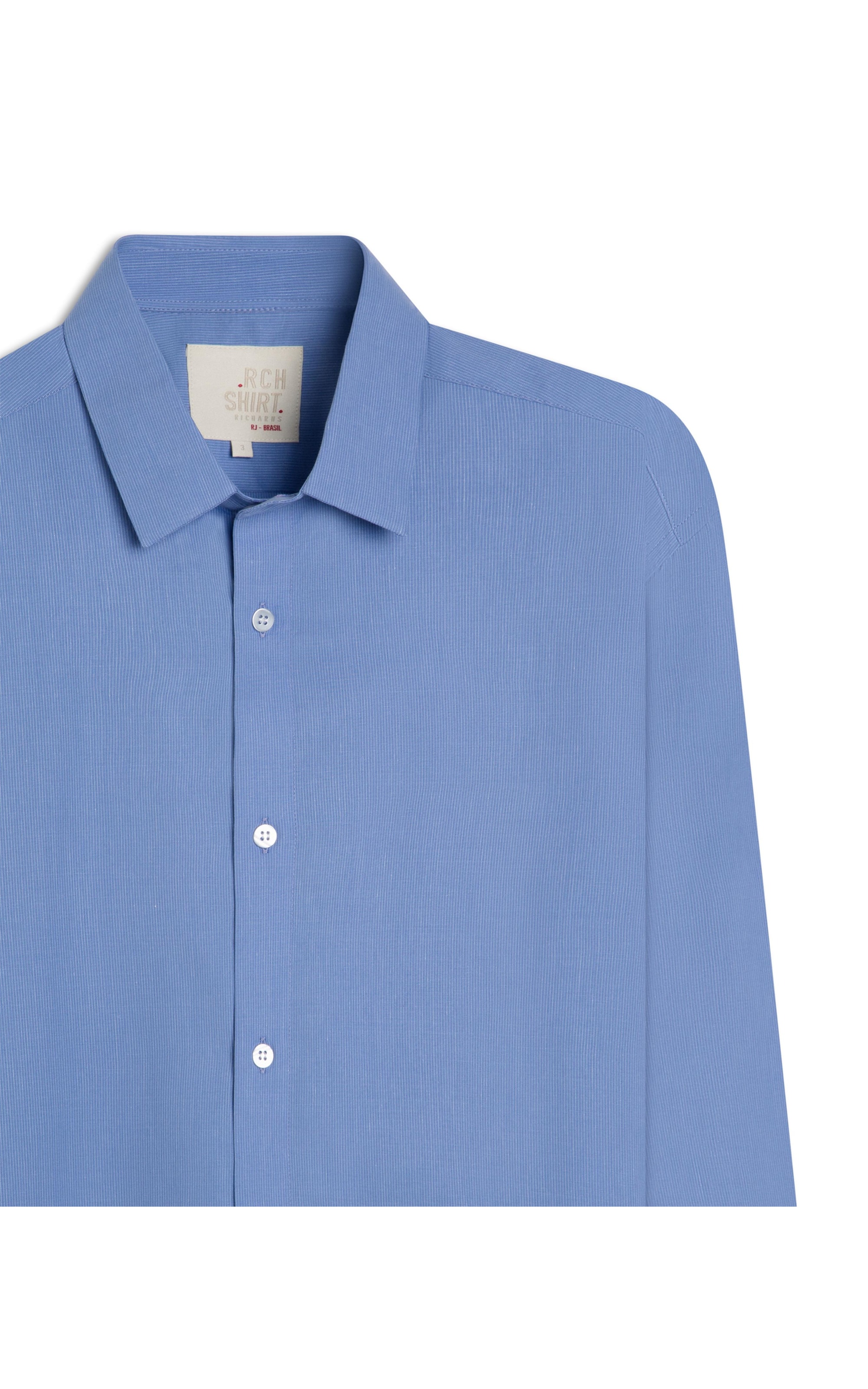 Camisa Tricoline Silvio Ml Azul Pervante