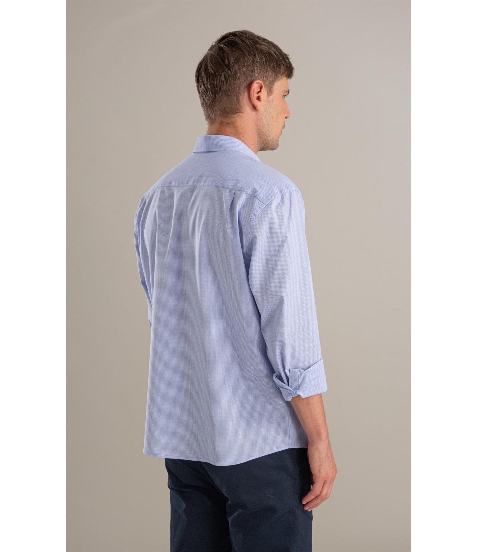 Camisa Tricoline Xadrez Fausto Ml Azul Bic