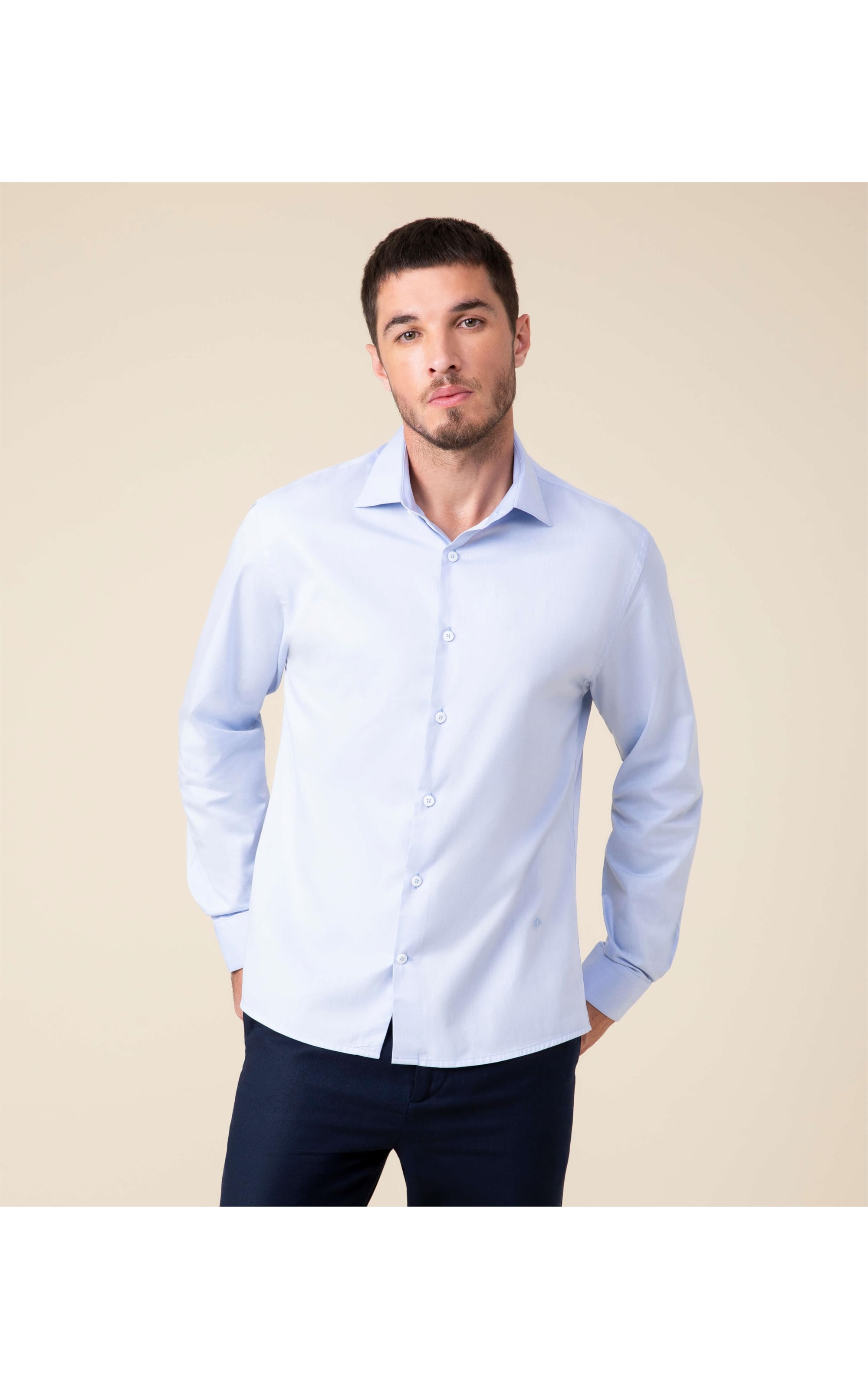 Camisa Twill Ml Azul Claro