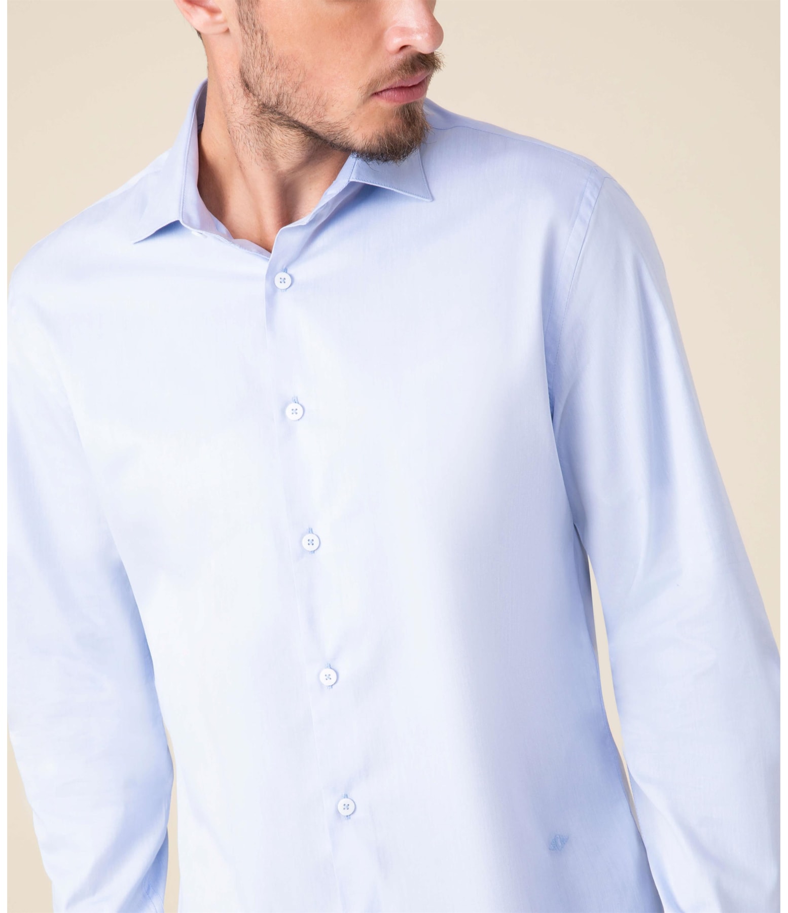 Camisa Twill Ml Azul Claro