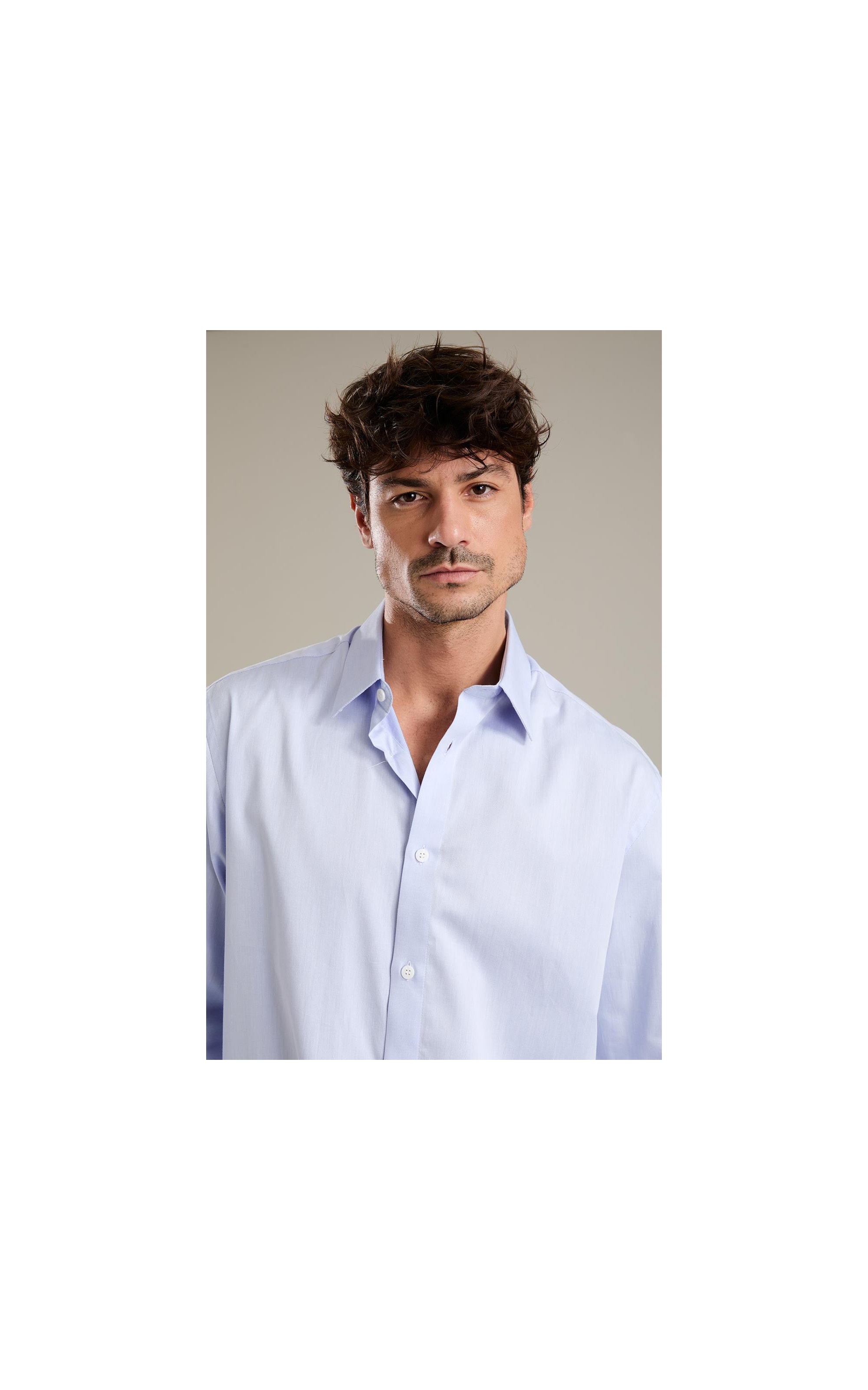 Camisa Twill Ml Azul Medio